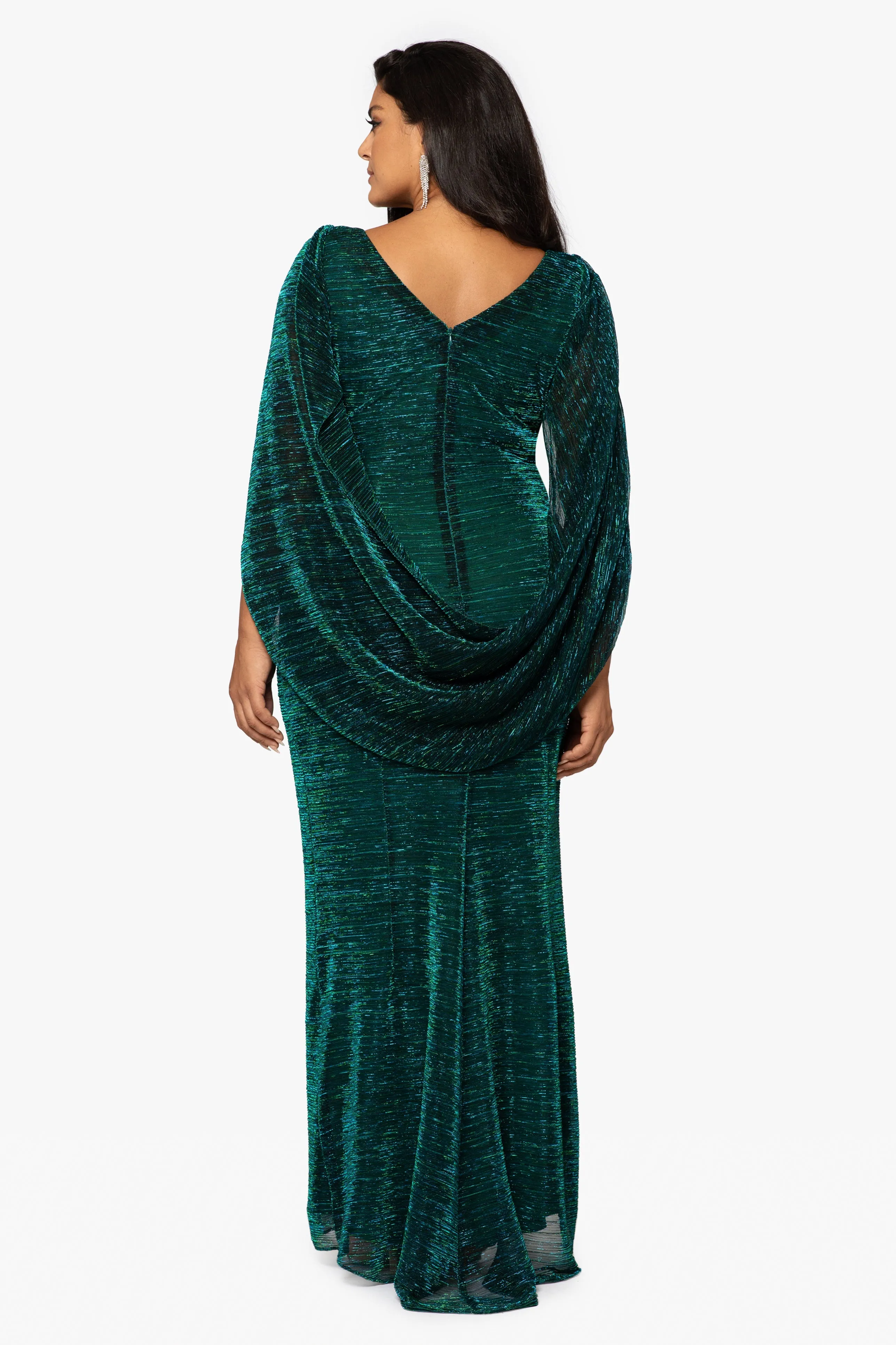 Plus "Tamsin" Long Metallic Knit Long Sleeve Drape Dress sold by Betsy & Adam product image thumbnail 2
