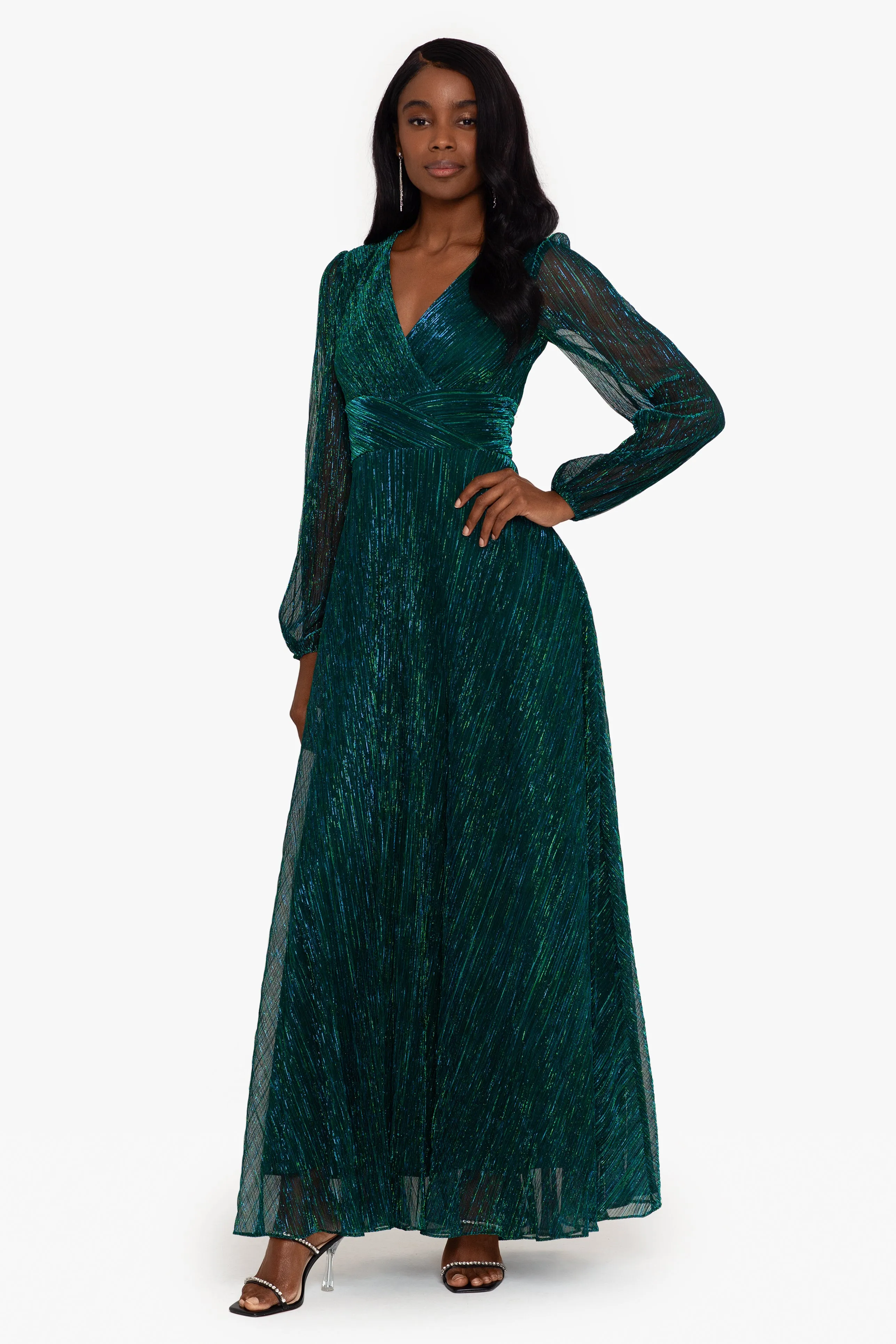 Petite "Alexa" Long Sleeve Metallic Knit Dress sold by Betsy & Adam