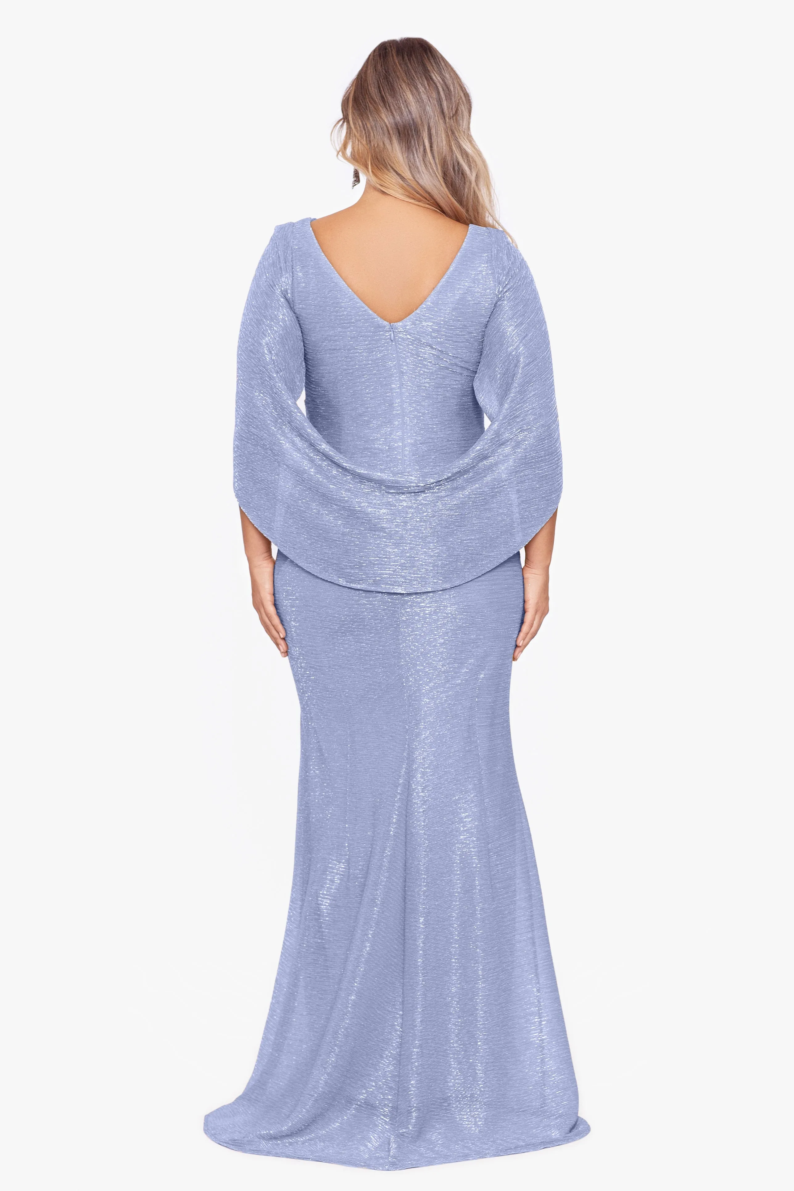 Plus "Elaine" Metallic Crinkle Long Dress sold by Betsy & Adam product image thumbnail 2