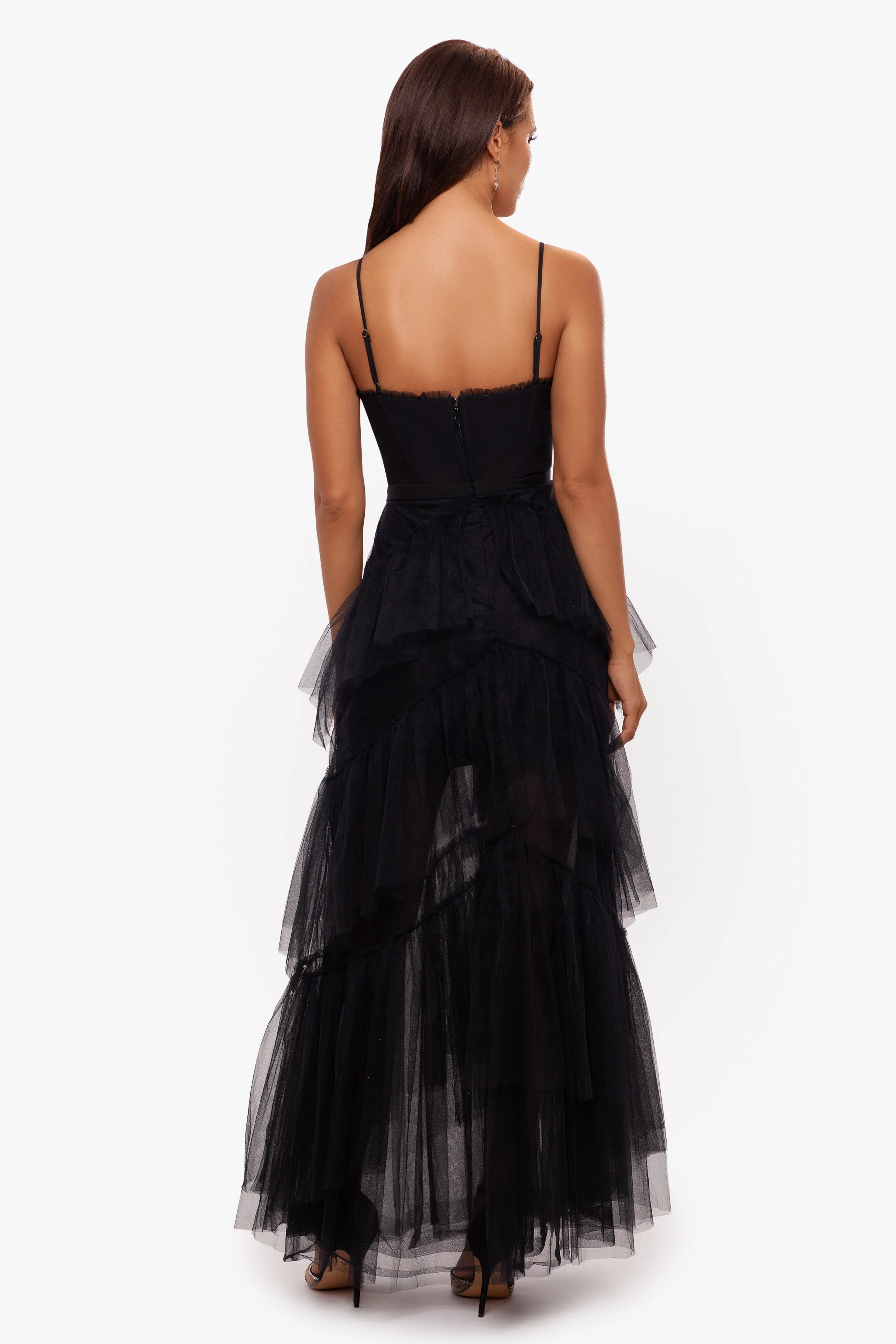 "Jasmine" Spaghetti Strap Mesh Corset Gown sold by Betsy & Adam product image thumbnail 2