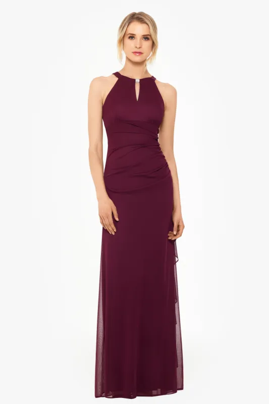 "Petra" Sheer Matte Jersey Key Hole Long Dress sold by Betsy & Adam