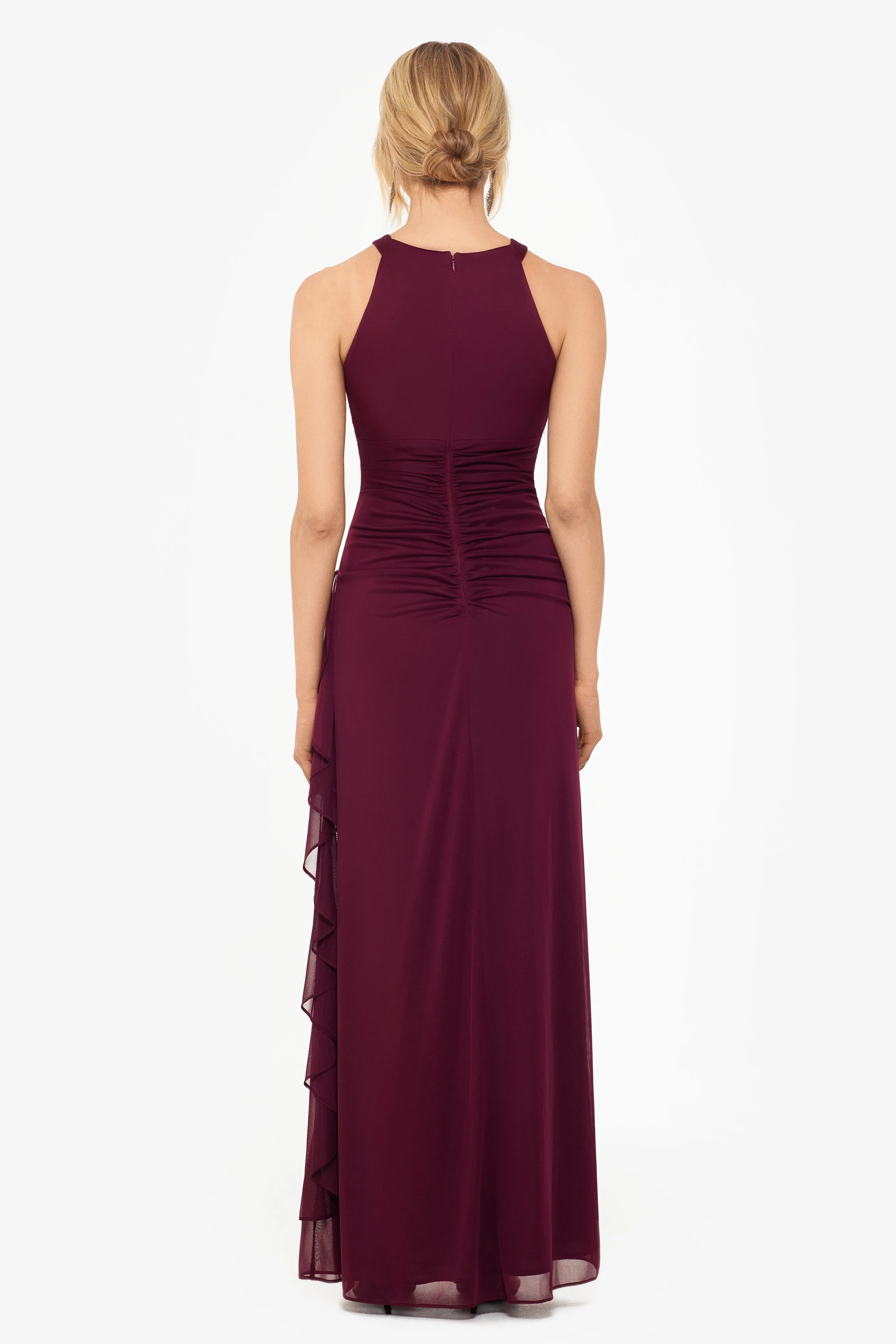 "Petra" Sheer Matte Jersey Key Hole Long Dress sold by Betsy & Adam product image thumbnail 2
