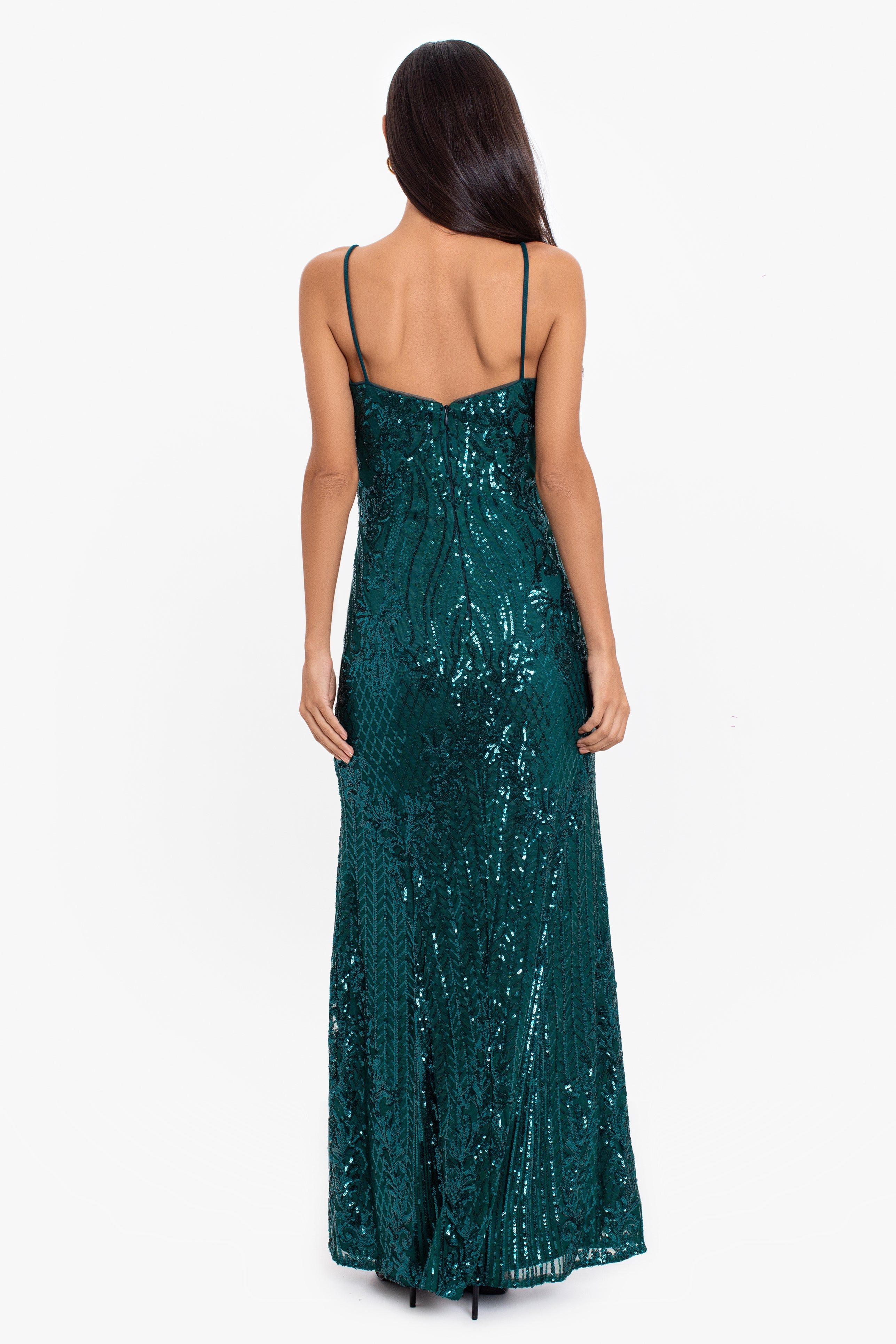 "Adrianna" Long Sequin Slim Spaghetti Strap Dress sold by Betsy & Adam product image thumbnail 2