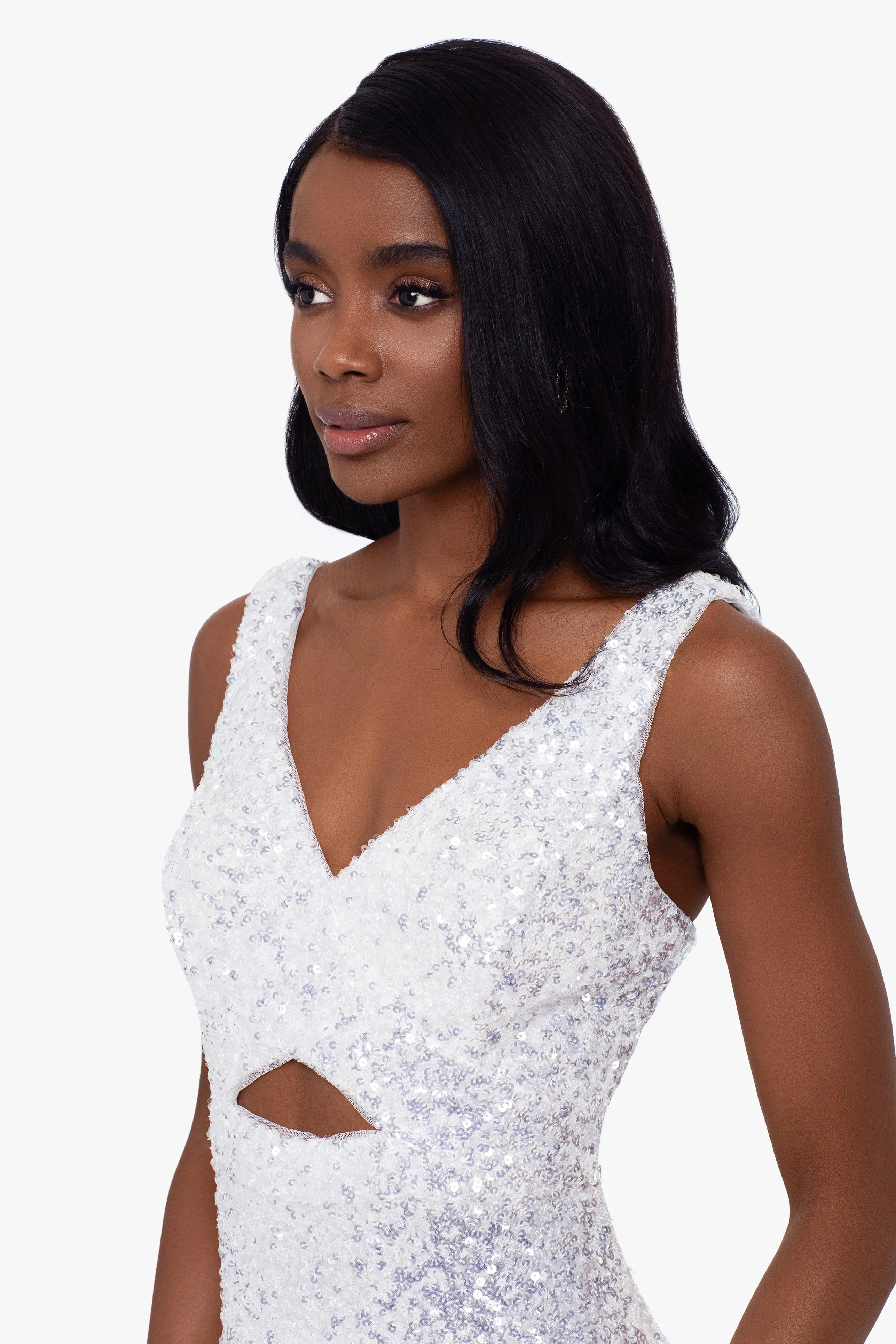 "Gabriella" Long Sequin Cut Out Dress sold by Betsy & Adam product image thumbnail 3