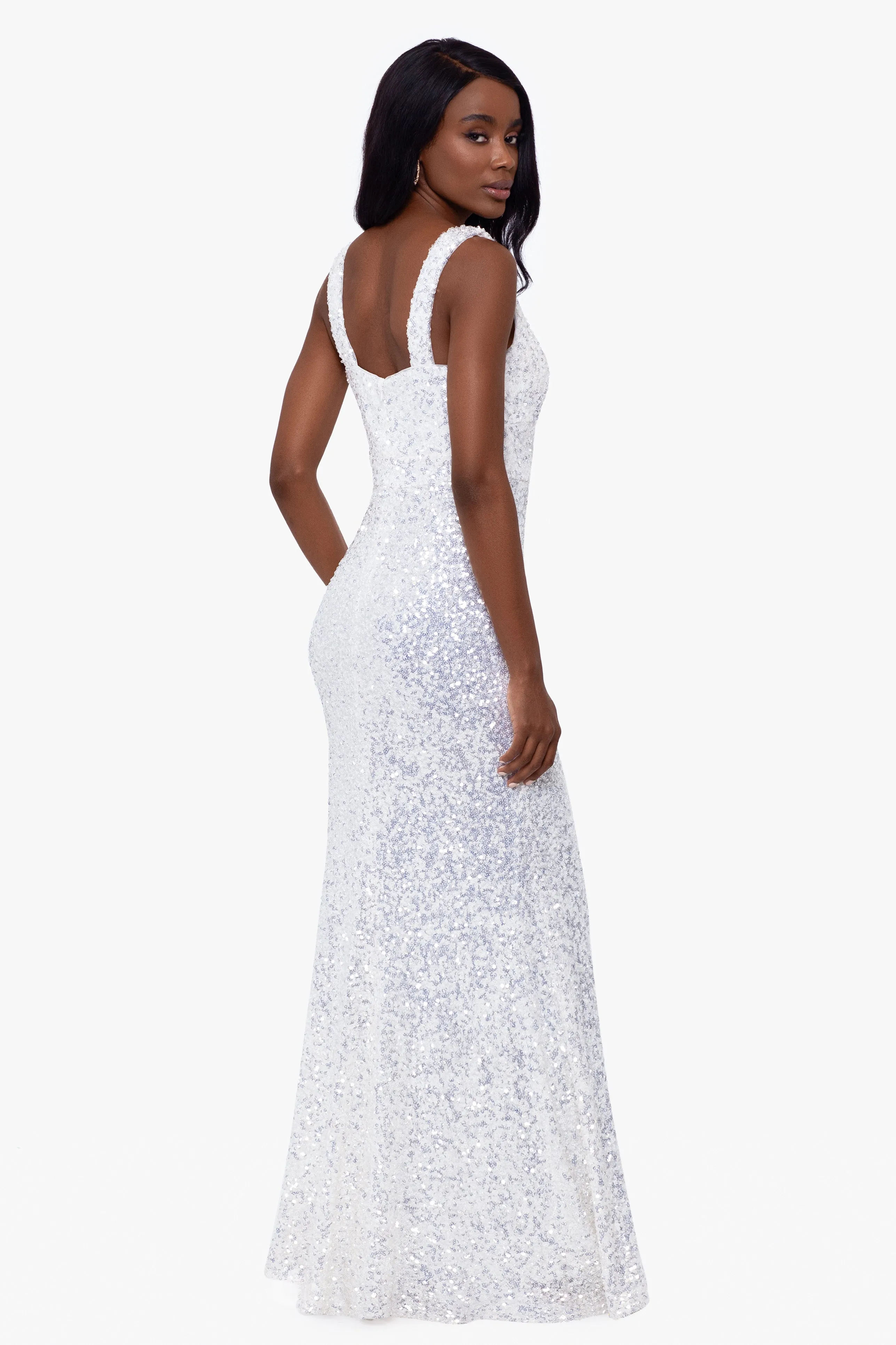 "Gabriella" Long Sequin Cut Out Dress sold by Betsy & Adam product image thumbnail 2