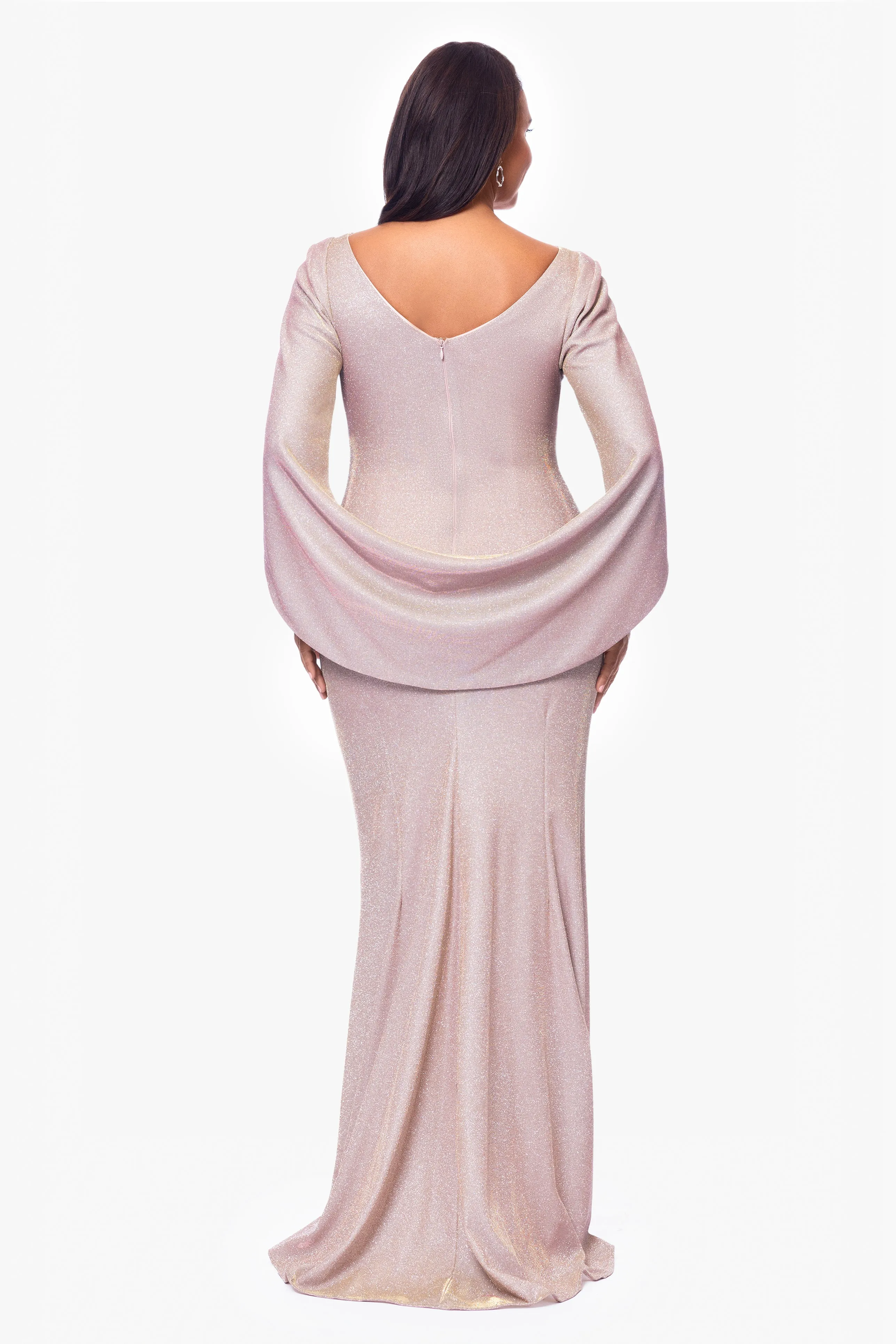 Petite "Gracie" Galaxy Knit Glitter Draped Gown sold by Betsy & Adam product image thumbnail 2