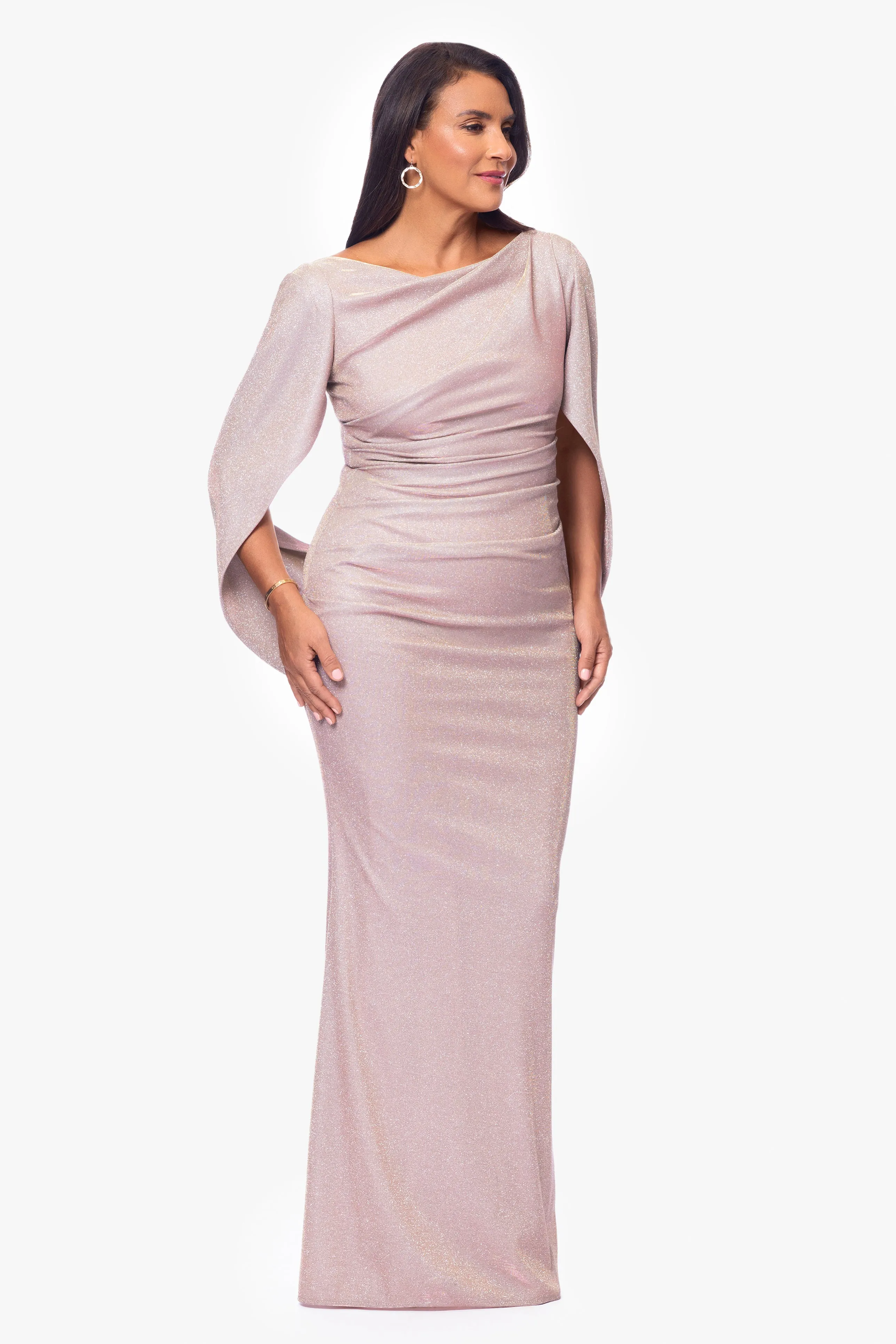 Petite "Gracie" Galaxy Knit Glitter Draped Gown sold by Betsy & Adam product image thumbnail 3