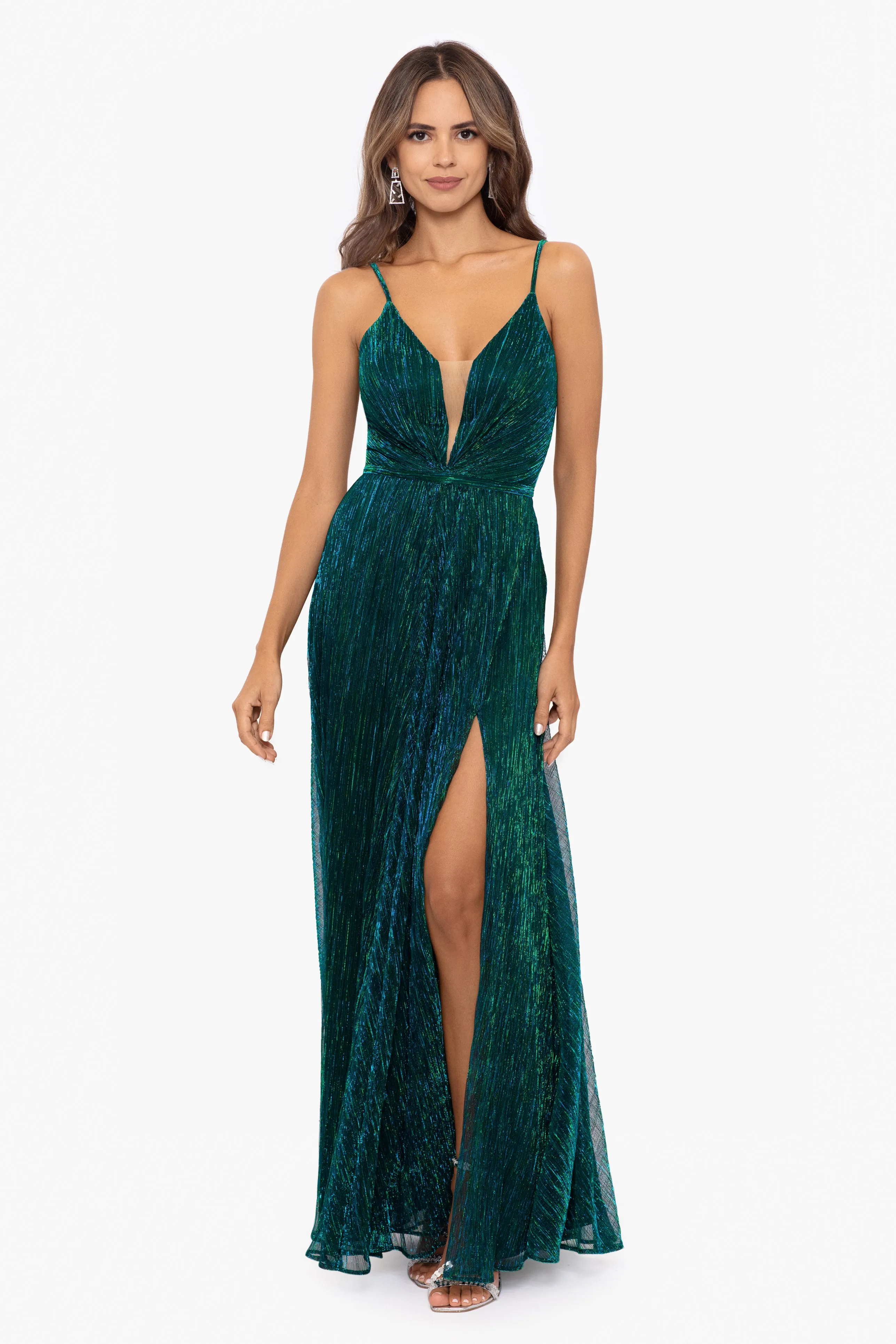 "Margot" Long Slim Metallic Knit Dress sold by Betsy & Adam