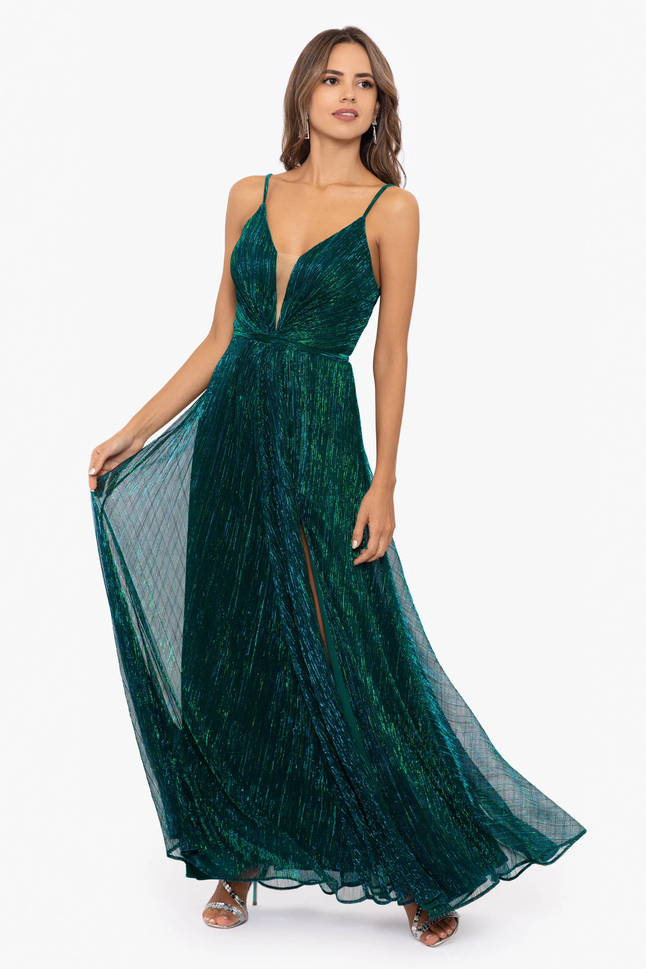 "Margot" Long Slim Metallic Knit Dress sold by Betsy & Adam product image thumbnail 4