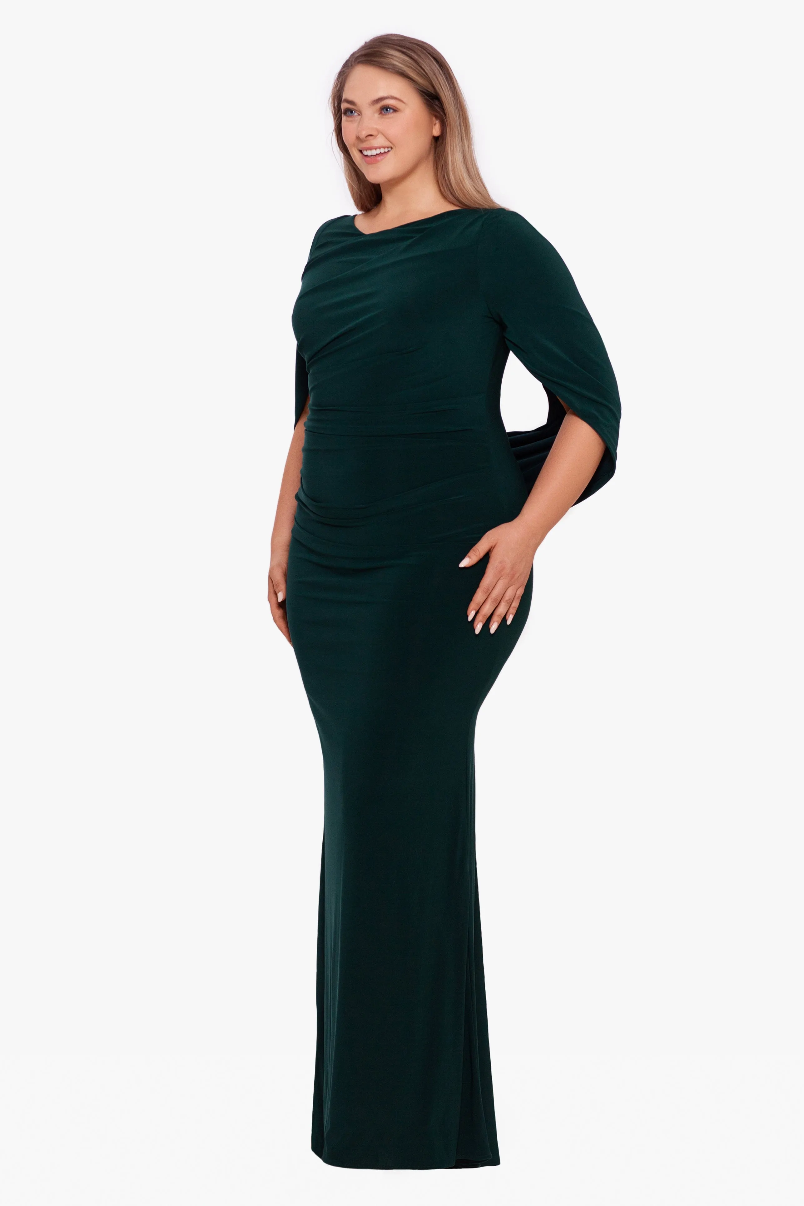 Plus "Miriam" Long Jersey Draped Back Gown sold by Betsy & Adam product image thumbnail 3