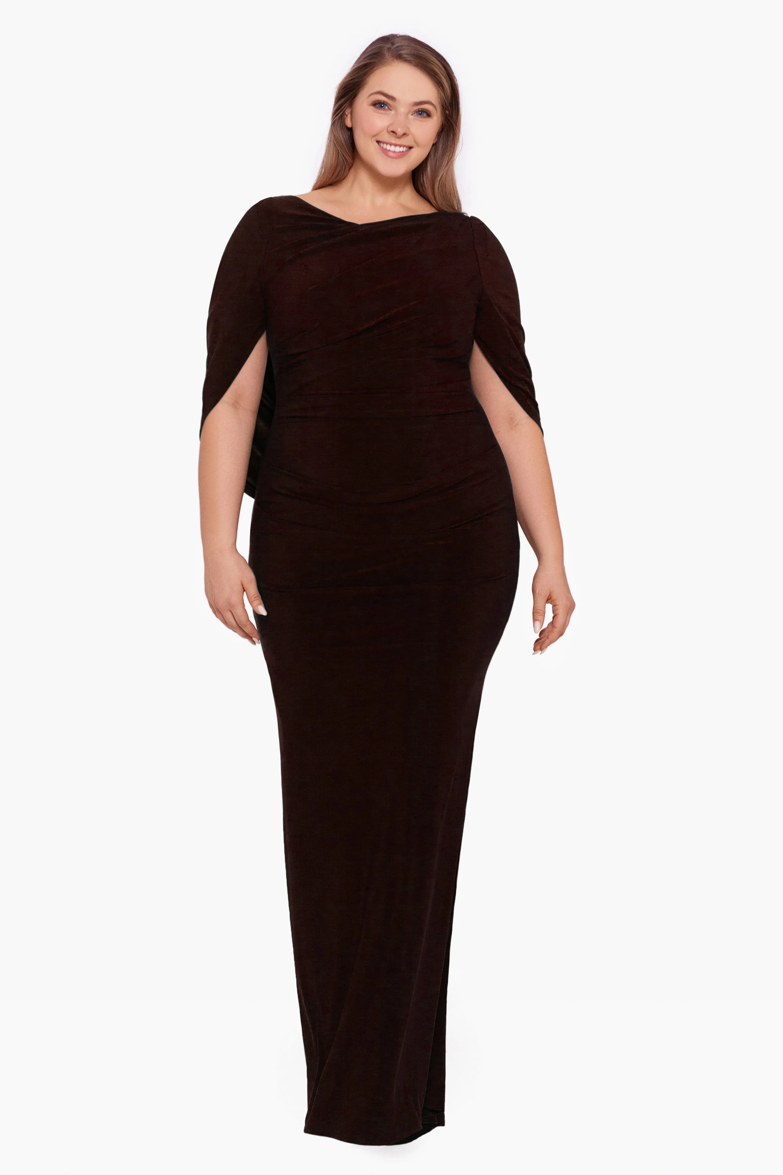 Plus "Miriam" Long Jersey Draped Back Gown sold by Betsy & Adam product image thumbnail 4
