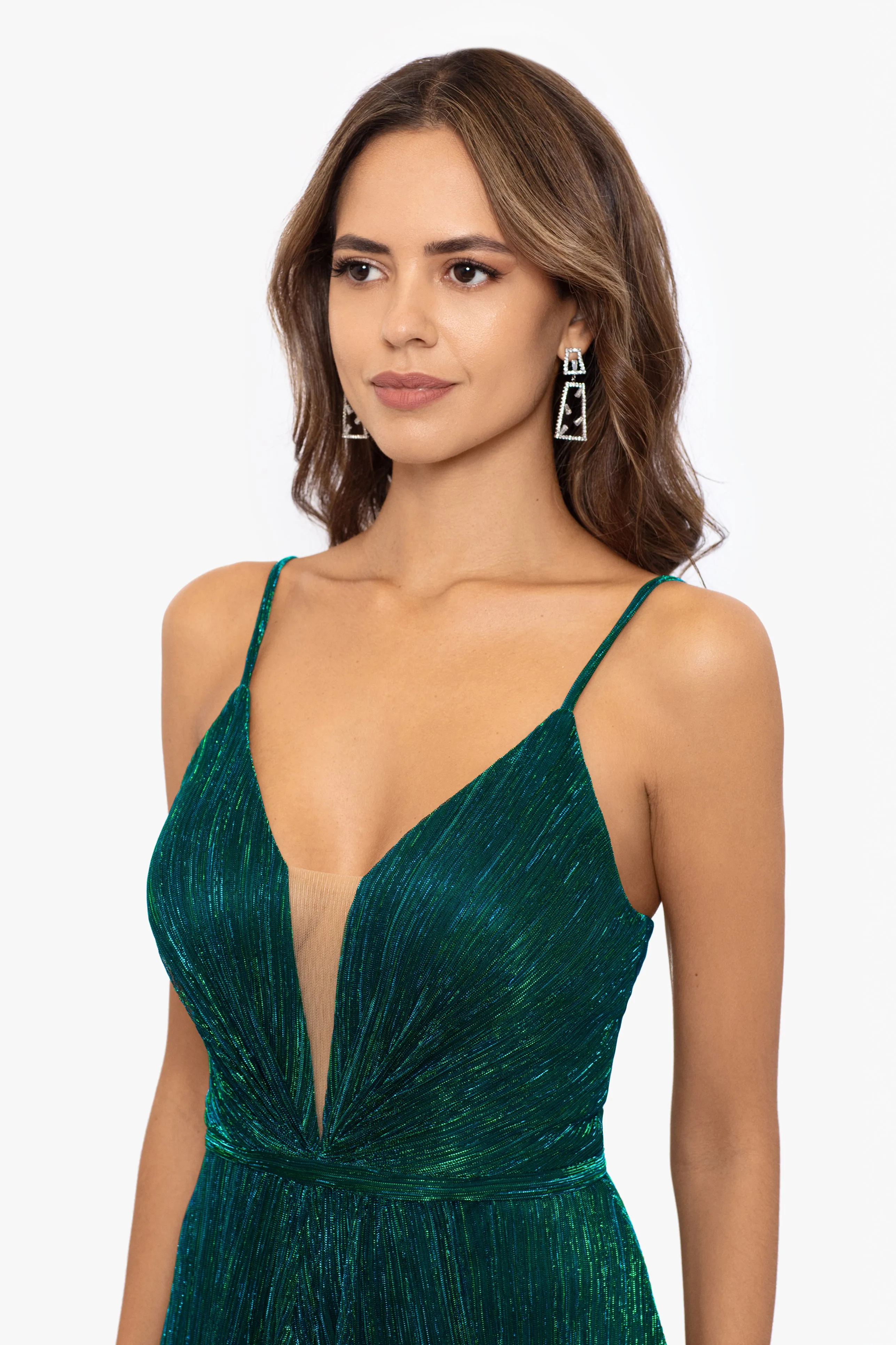 "Margot" Long Slim Metallic Knit Dress sold by Betsy & Adam product image thumbnail 3