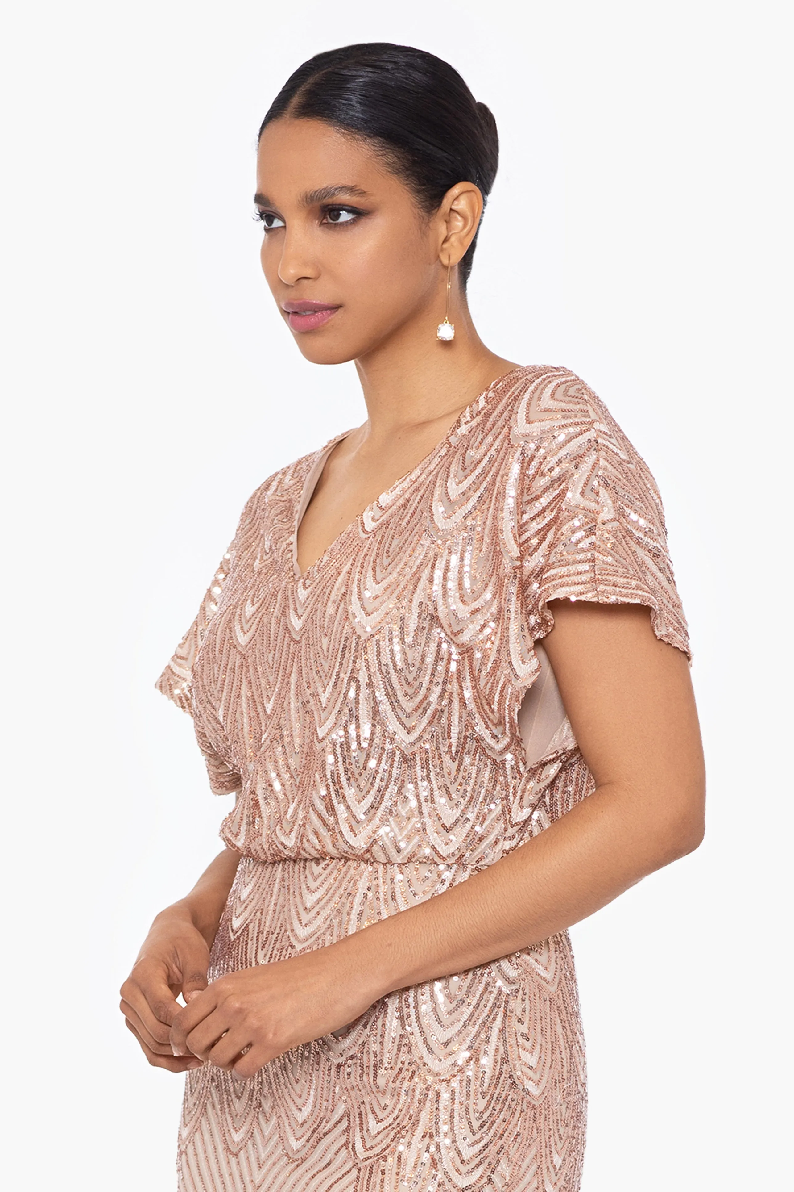 "Amara" Sequin Blouson Floor Length Dress sold by Betsy & Adam product image thumbnail 4