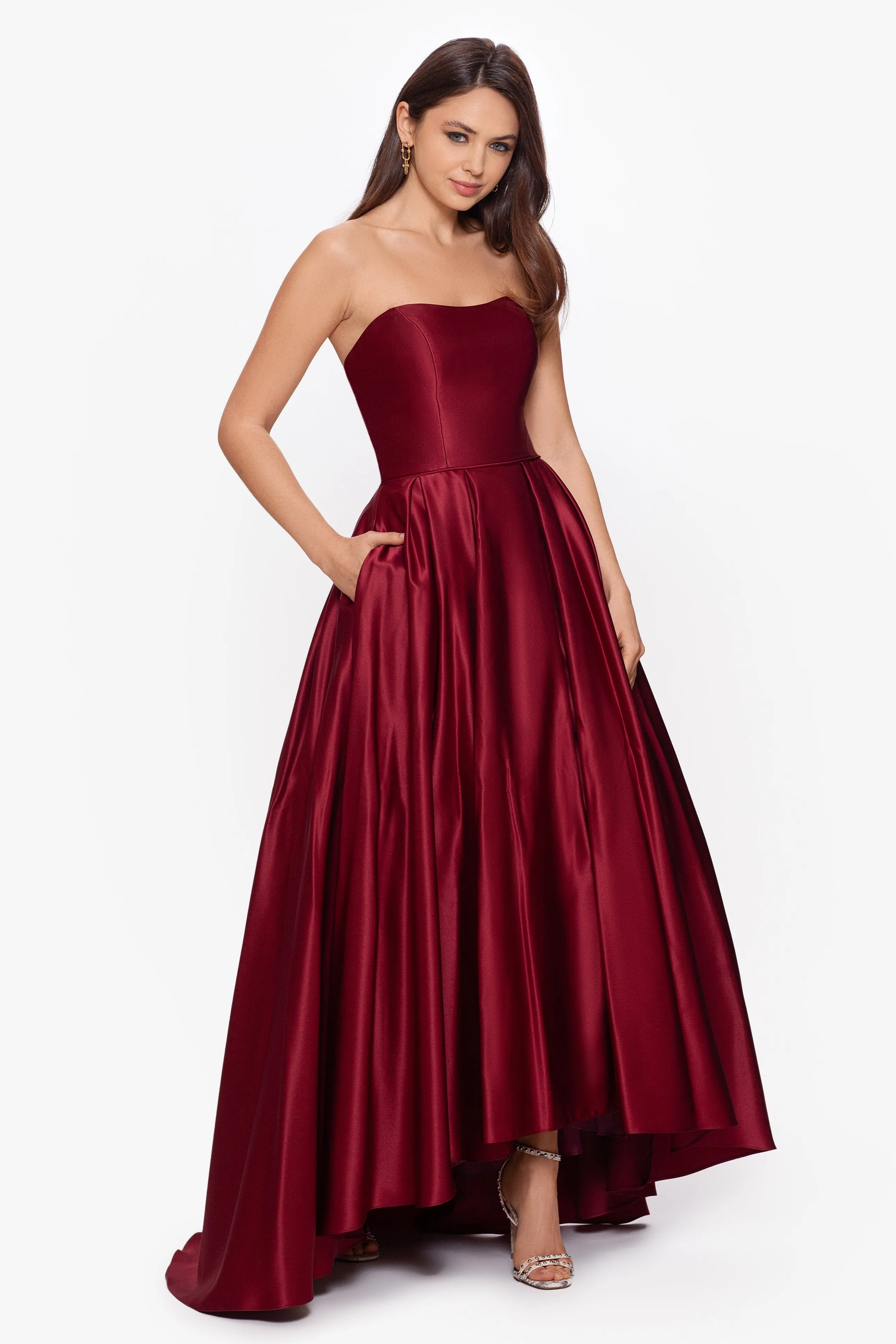 Petite "Aletta" Long Strapless Ballgown sold by Betsy & Adam product image thumbnail 3