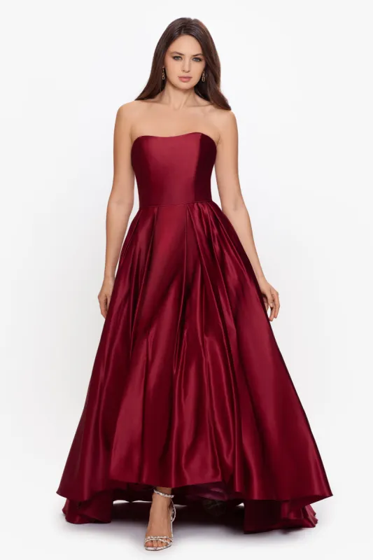 Petite "Aletta" Long Strapless Ballgown sold by Betsy & Adam