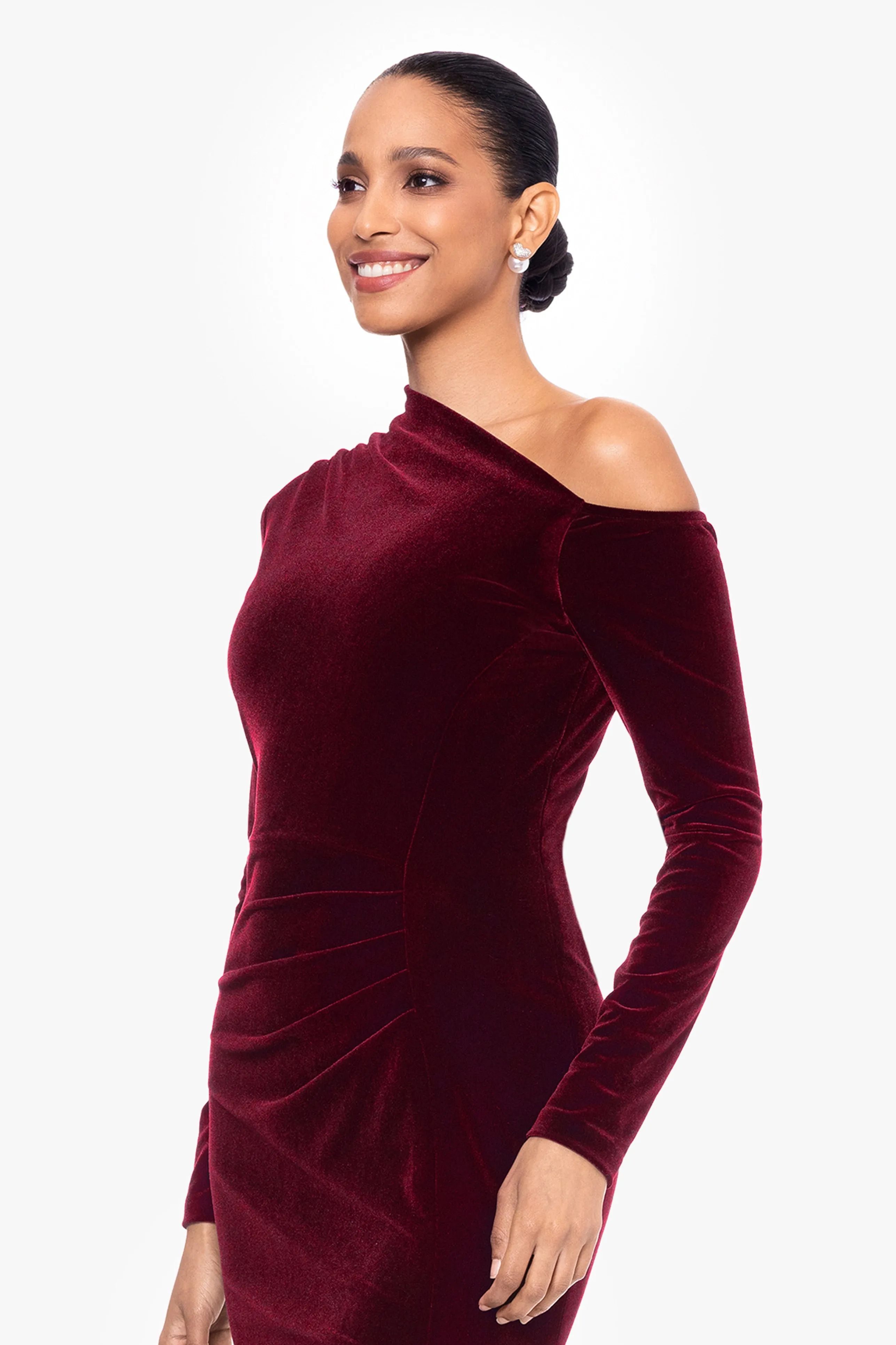 "Annette" Long Velvet Drop Shoulder Long Sleeve Dress sold by Betsy & Adam product image thumbnail 4
