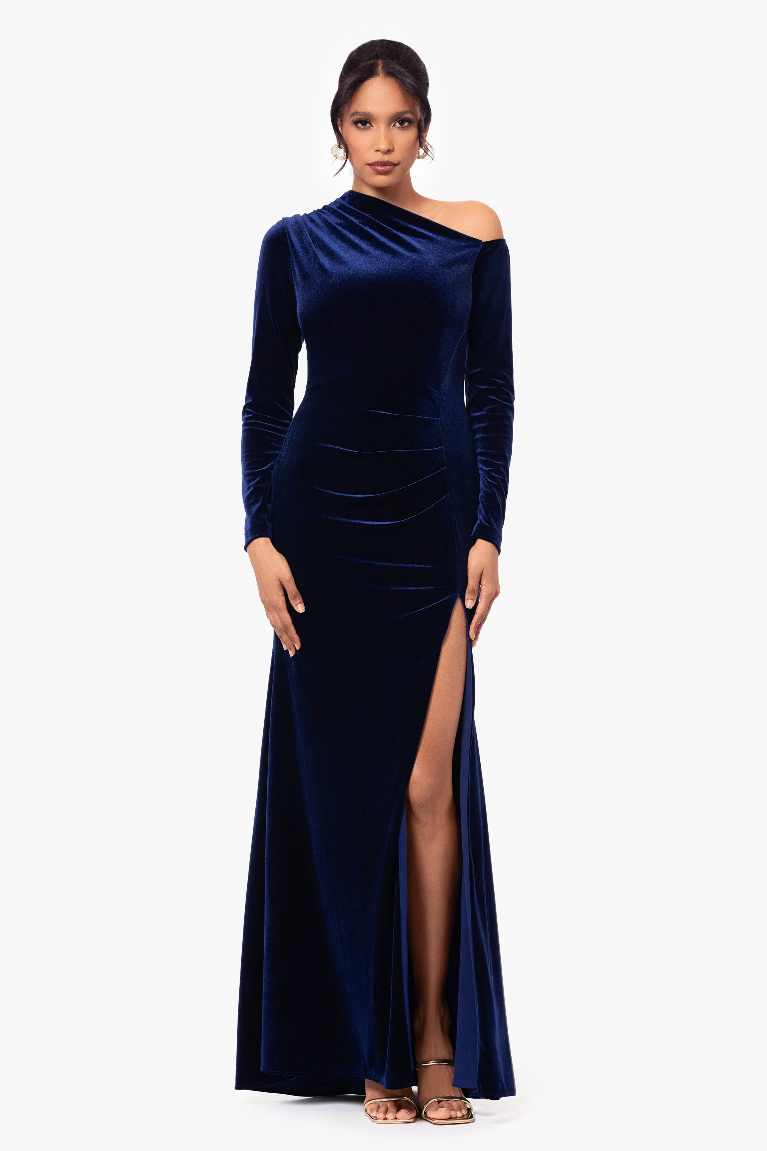 "Annette" Long Velvet Drop Shoulder Long Sleeve Dress sold by Betsy & Adam product image thumbnail 5