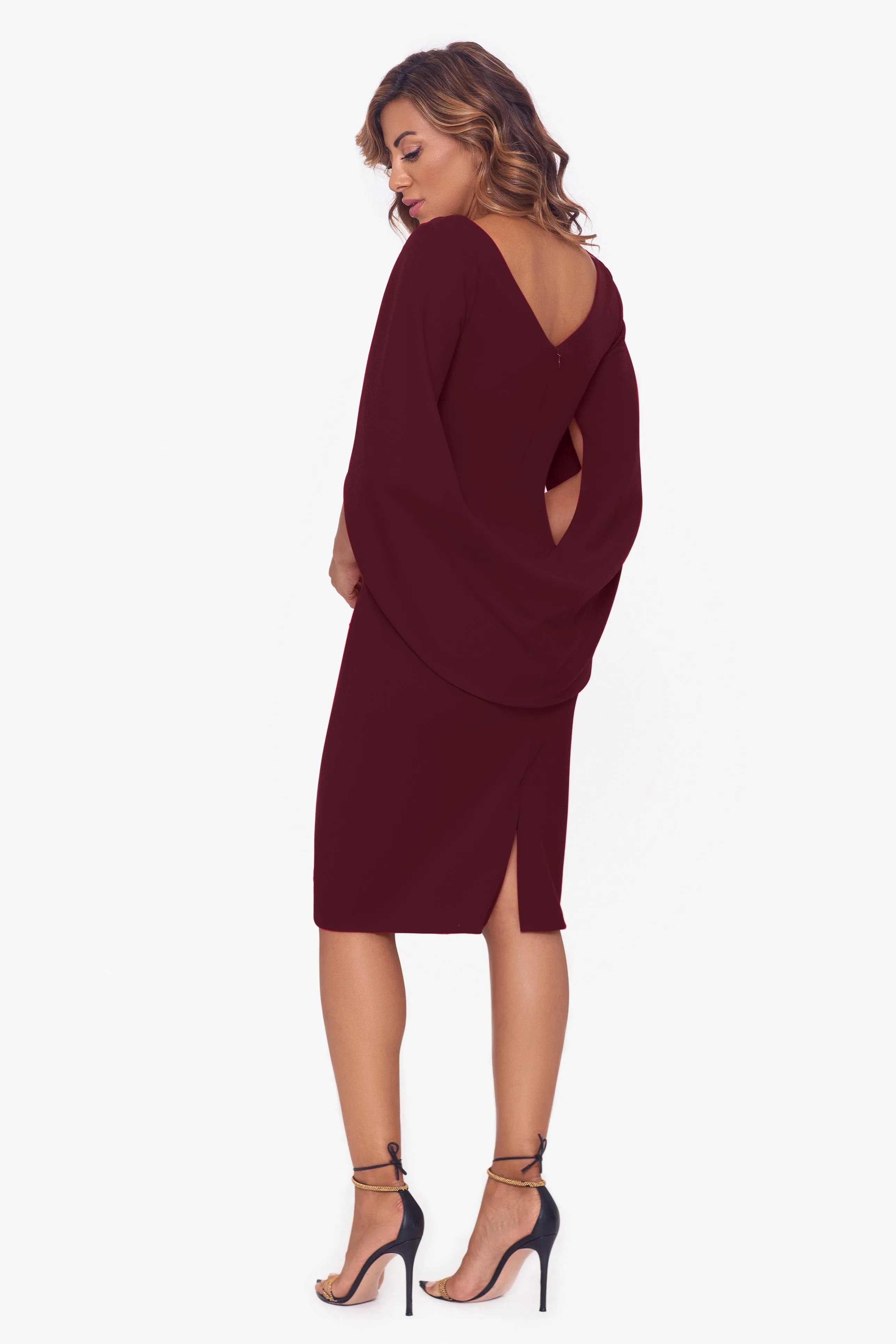 "Jordan" Short Scuba Crape Draped Back Dress sold by Betsy & Adam product image thumbnail 2