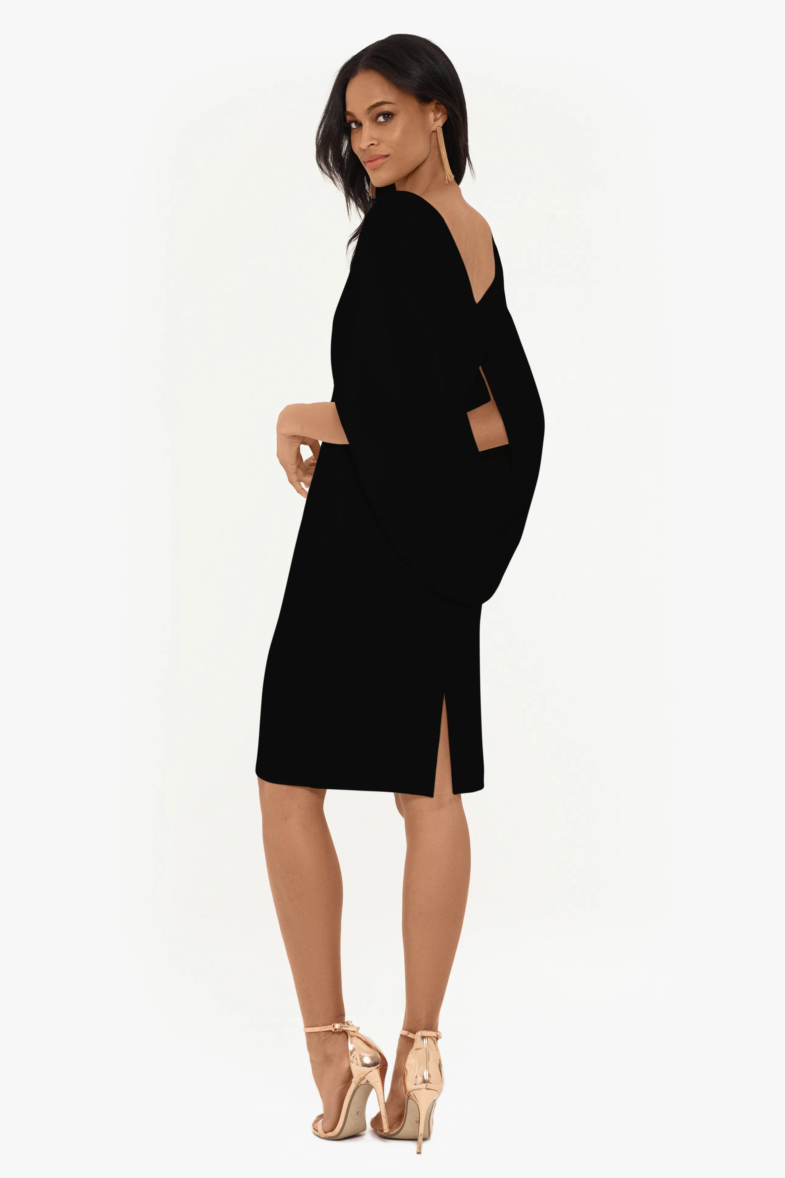 "Jordan" Short Scuba Crape Draped Back Dress sold by Betsy & Adam product image thumbnail 4