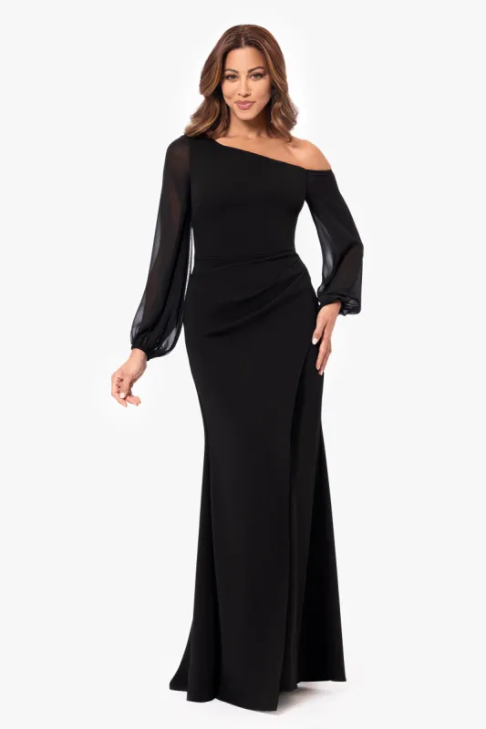 "Donna" Long Off the Shoulder Illusion Sleeve Dress sold by Betsy & Adam