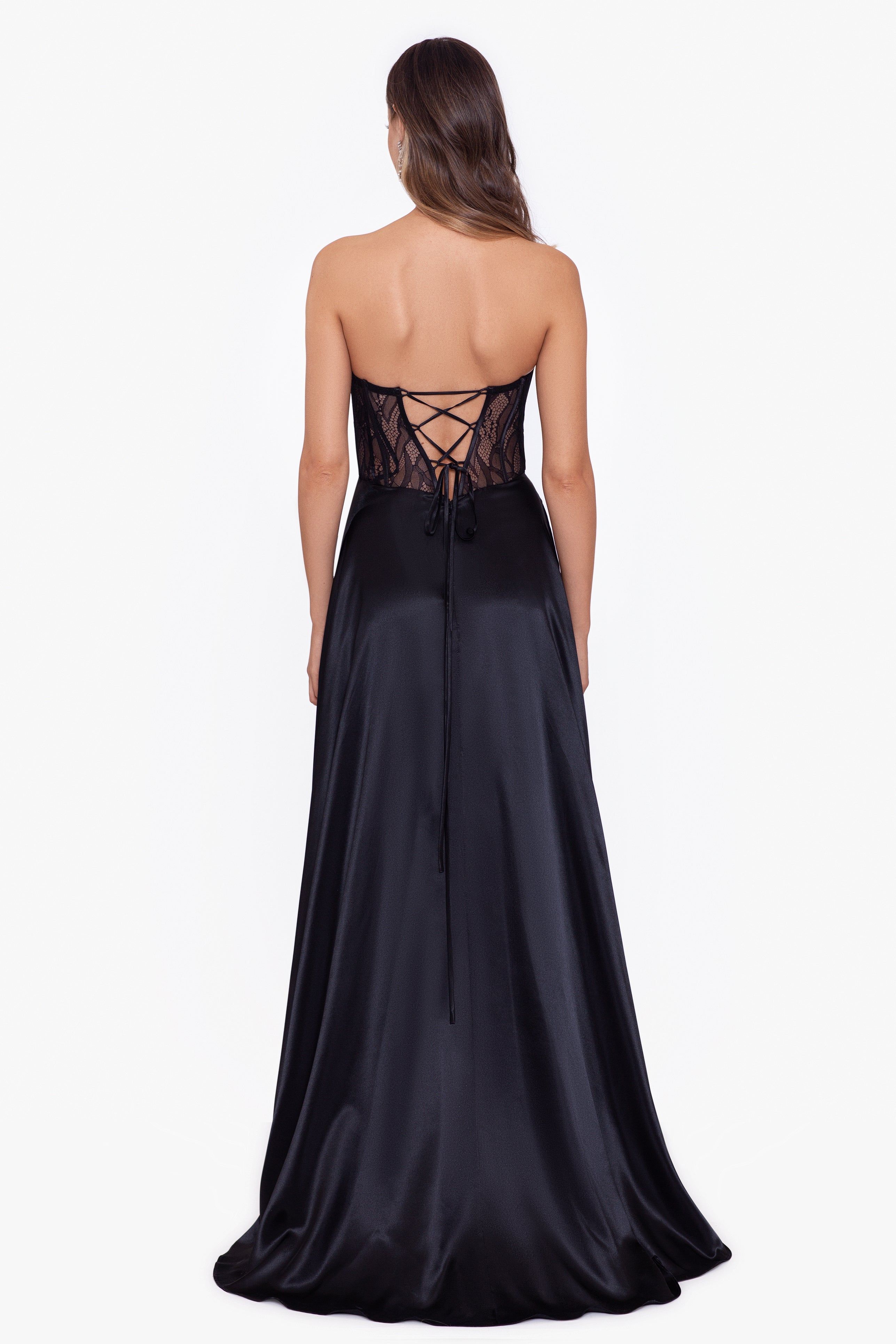 "Melissa" Charmeuse Illusion Bodice Applique Gown sold by Betsy & Adam product image thumbnail 2
