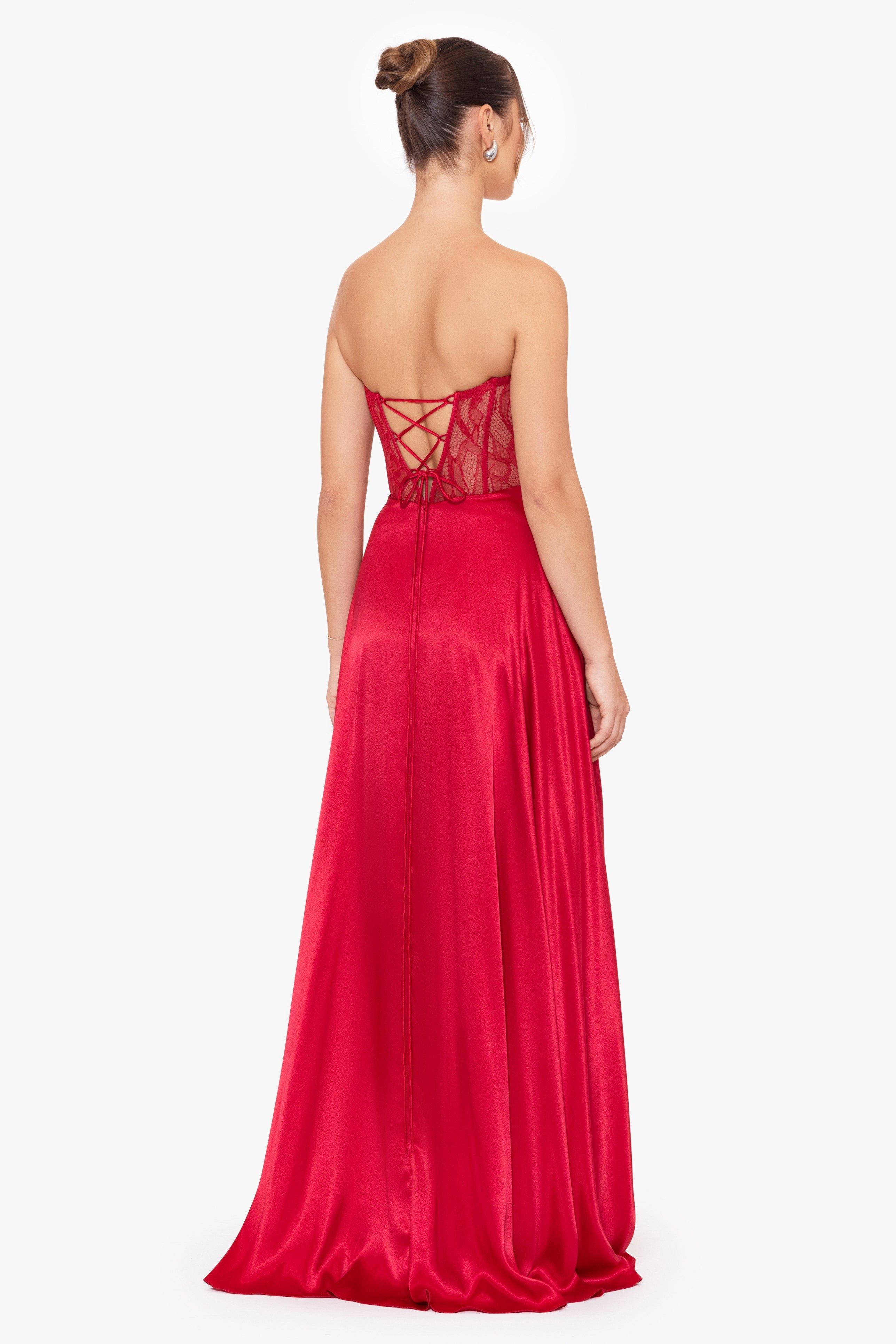 "Melissa" Charmeuse Illusion Bodice Applique Gown sold by Betsy & Adam product image thumbnail 5