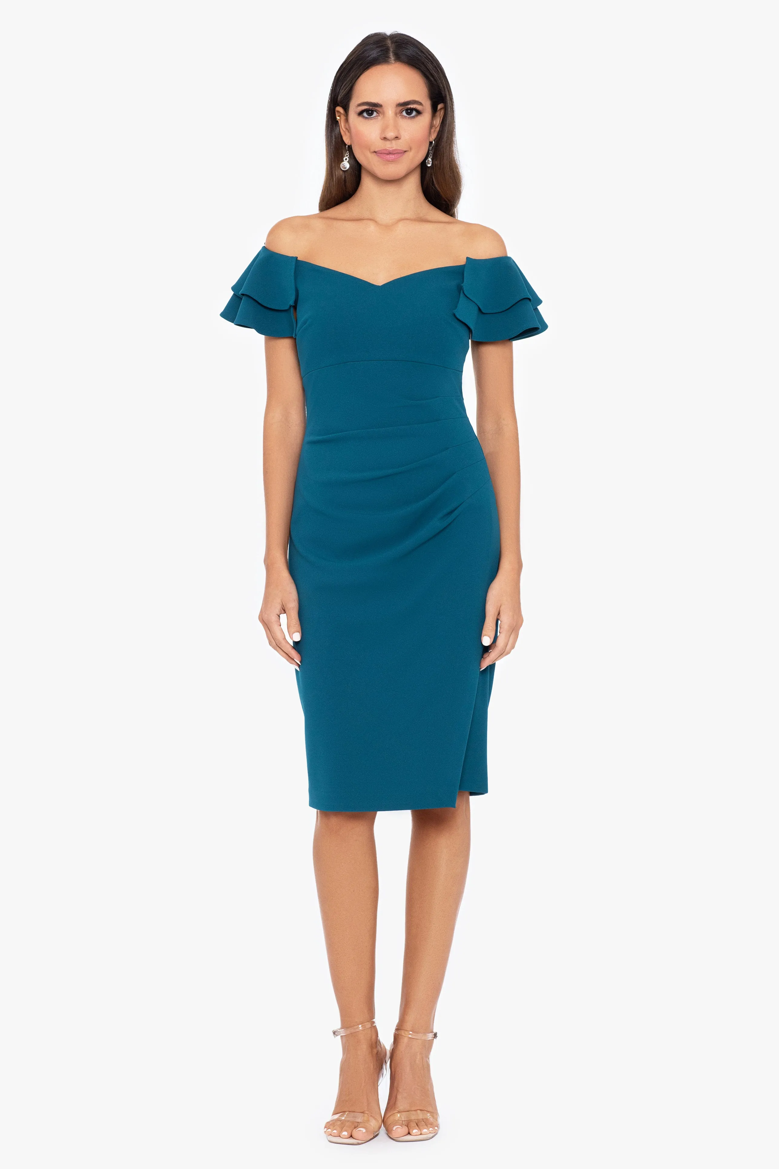 "Monica" Short Scuba Off the Shoulder Dress sold by Betsy & Adam product image thumbnail 3