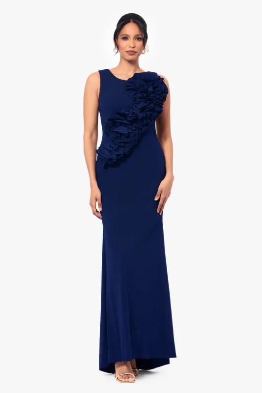 "CeCe" Long Scuba Crepe 3D Flower Dress sold by Betsy & Adam