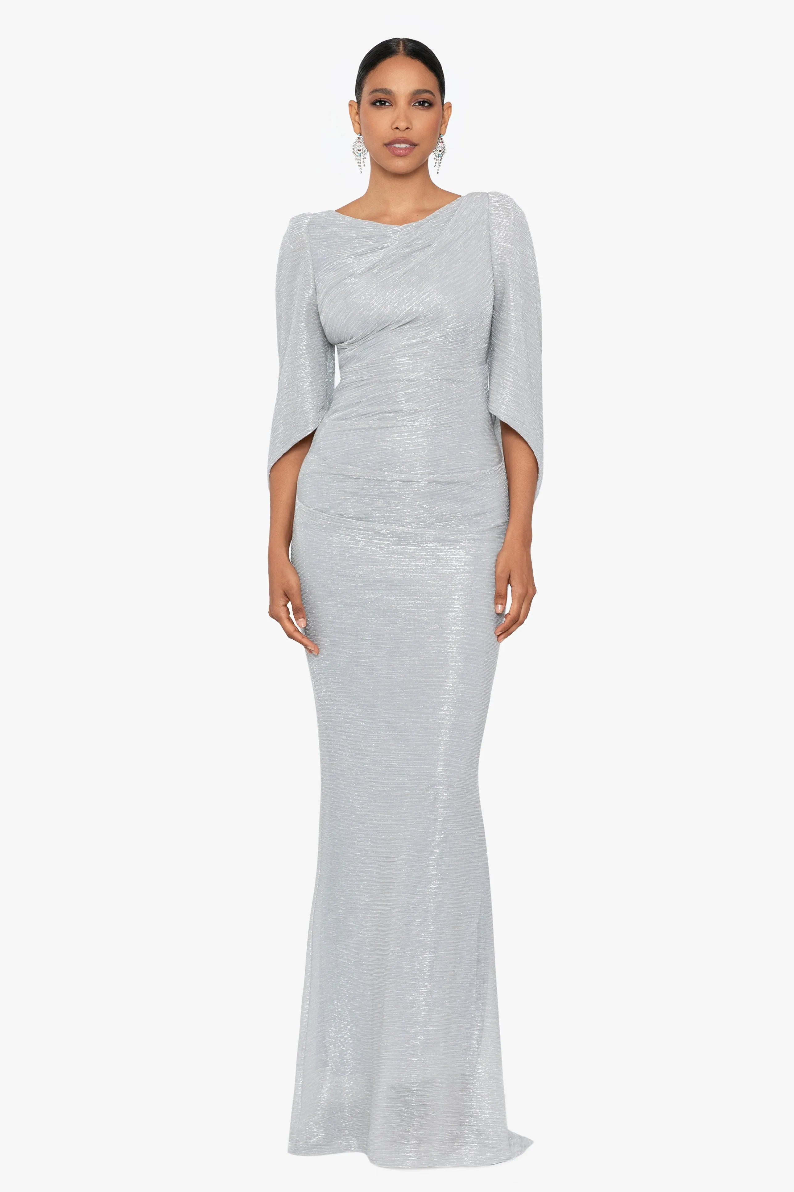 "Darcy" Long Sleeve Galaxy Cape Dress sold by Betsy & Adam