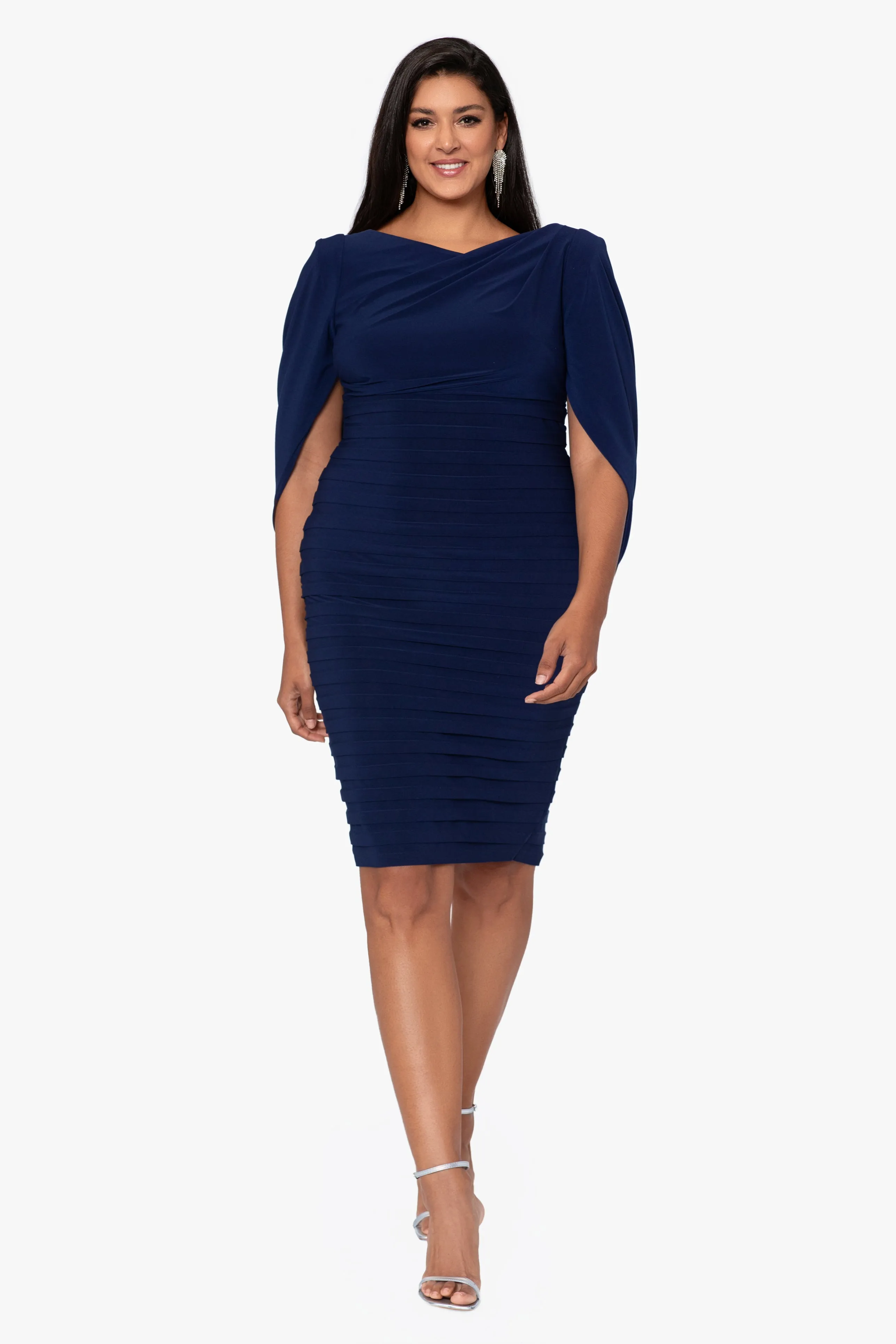 Plus "Giovanna" Short Jersey Knit Banded Skirt Cape Back Dress sold by Betsy & Adam