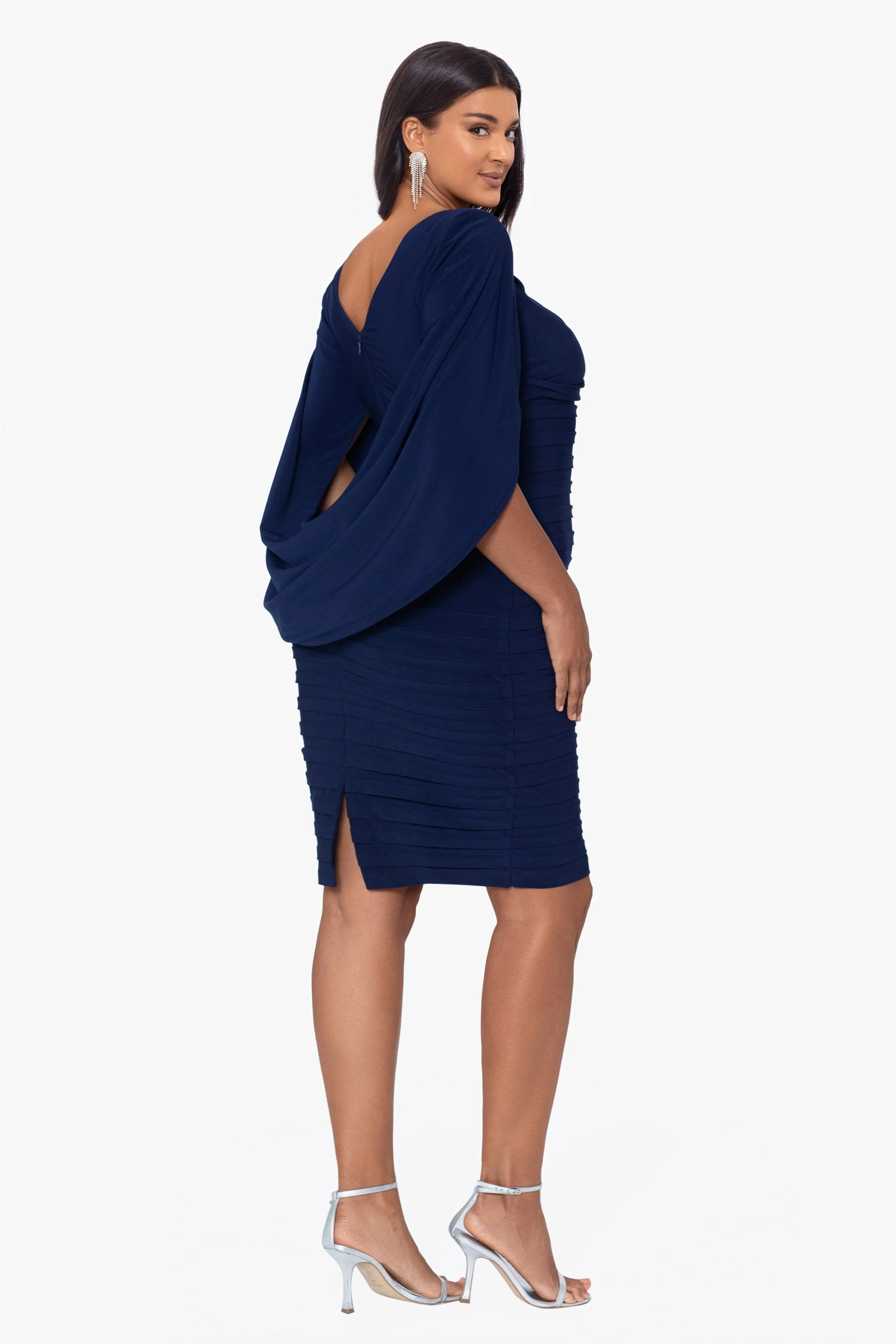 Plus "Giovanna" Short Jersey Knit Banded Skirt Cape Back Dress sold by Betsy & Adam product image thumbnail 2