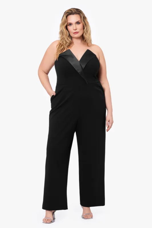 Plus "Tasha" Long Strapless Tuxedo Jumpsuit sold by Betsy & Adam
