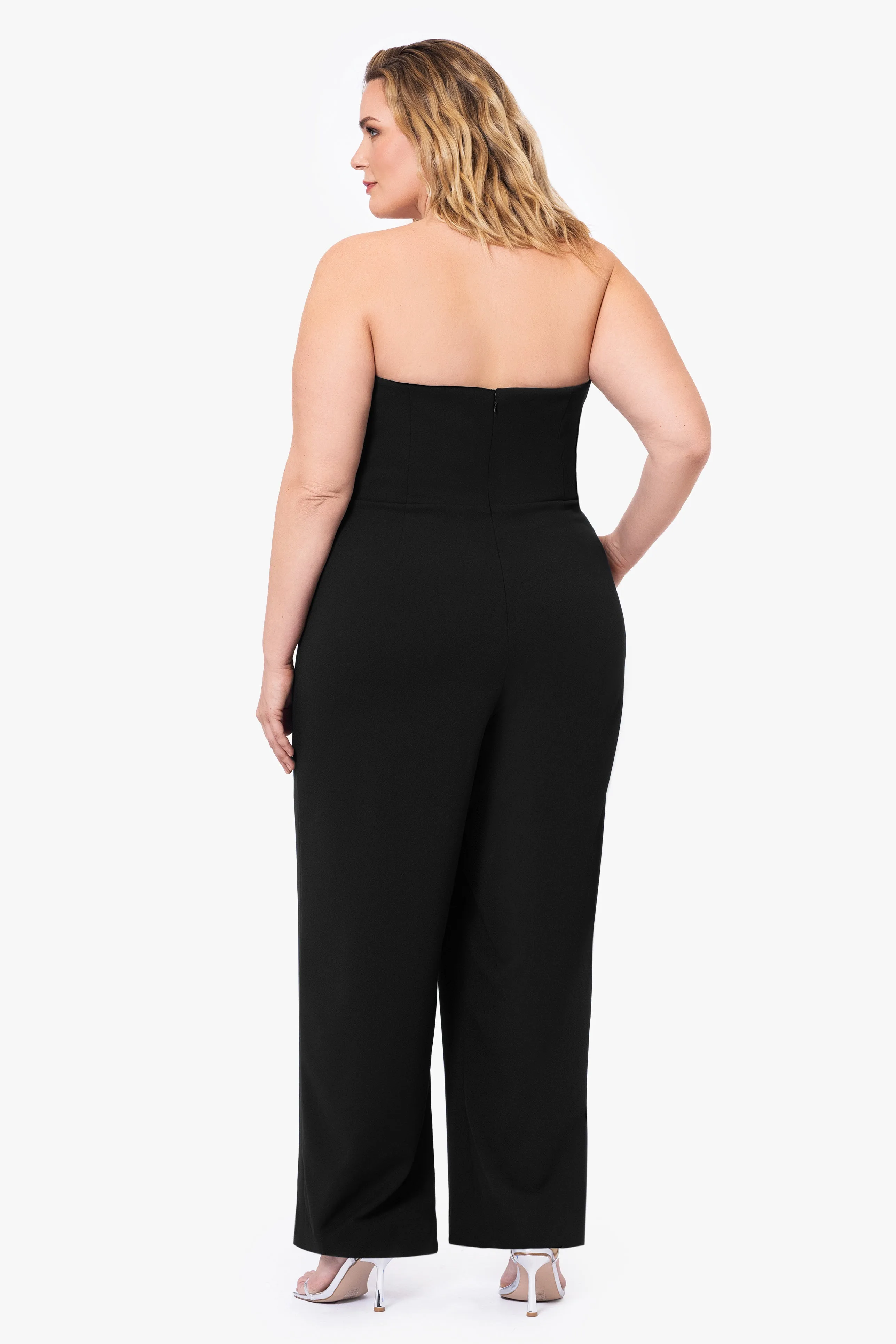 Plus "Tasha" Long Strapless Tuxedo Jumpsuit sold by Betsy & Adam product image thumbnail 2
