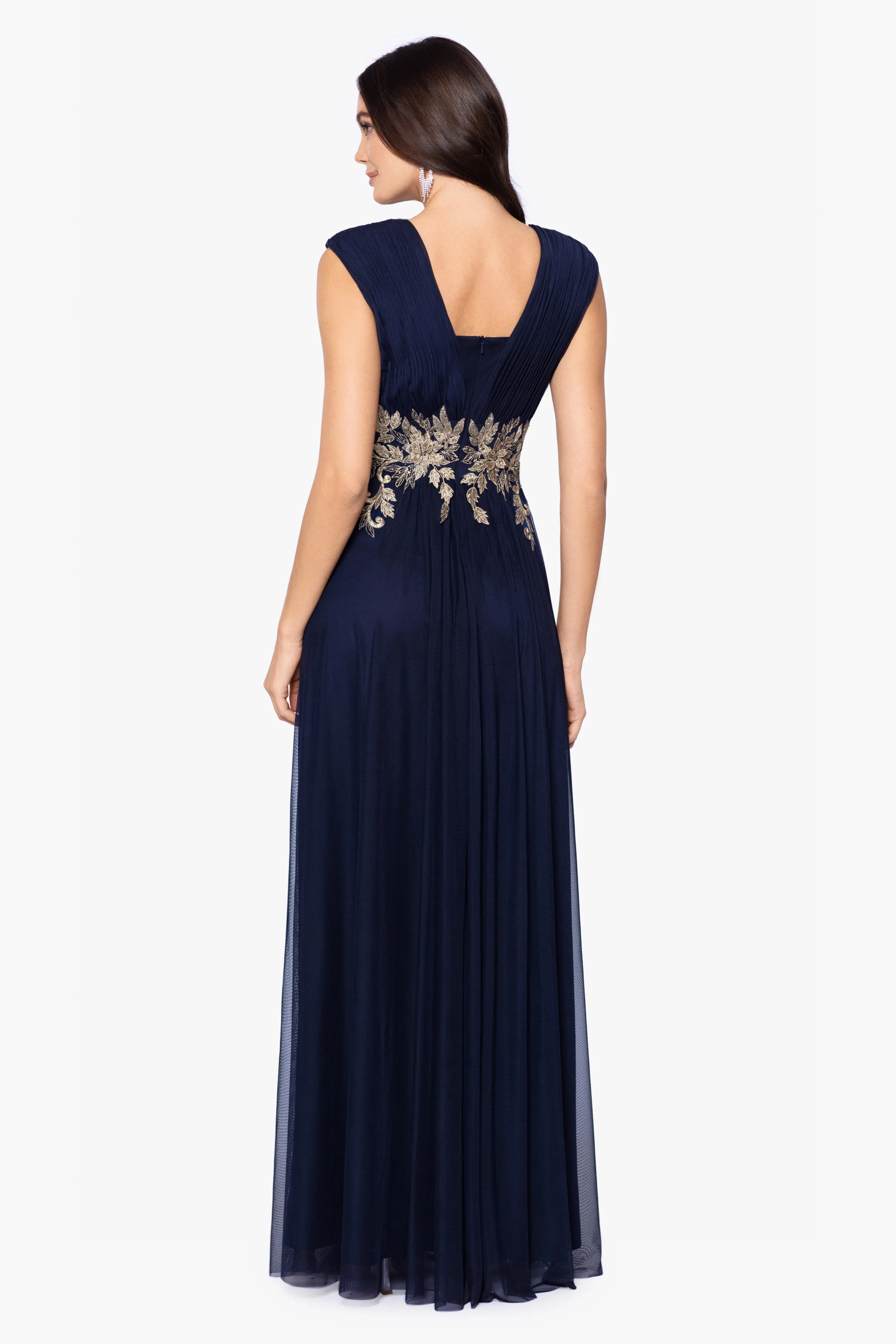 "Casey" Long Chiffon V-Neck Dress sold by Betsy & Adam product image thumbnail 2