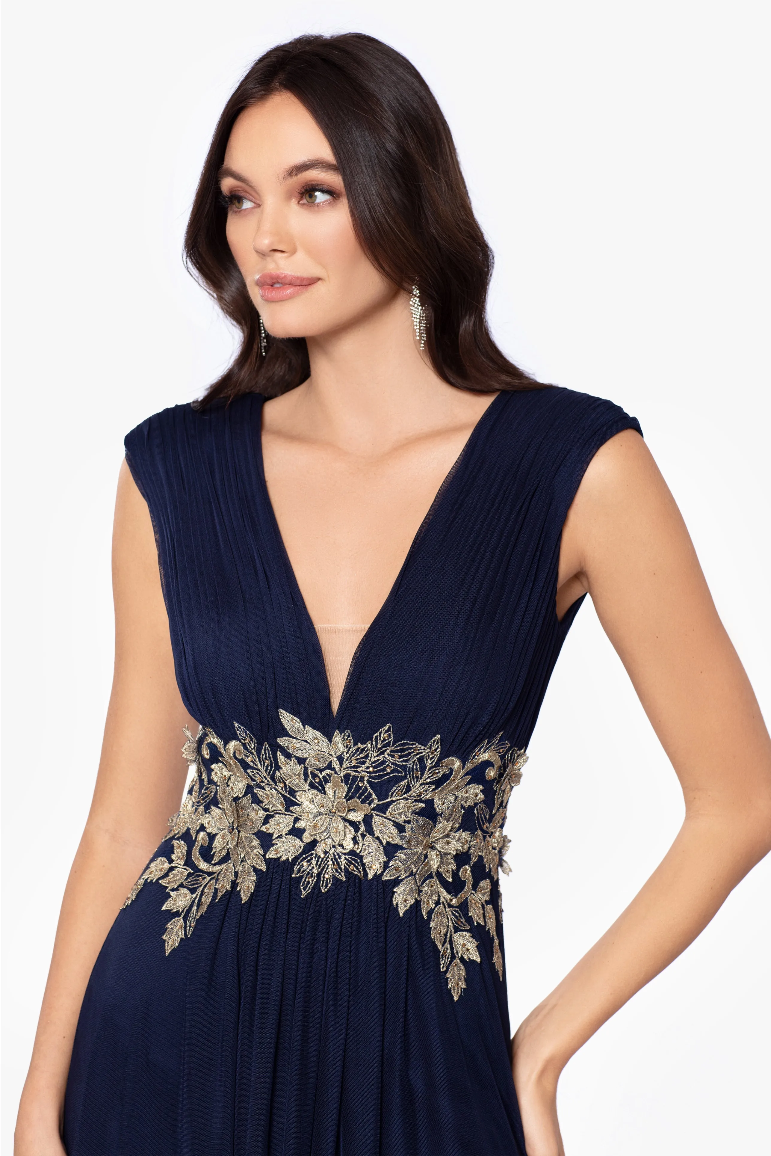 "Casey" Long Chiffon V-Neck Dress sold by Betsy & Adam product image thumbnail 3
