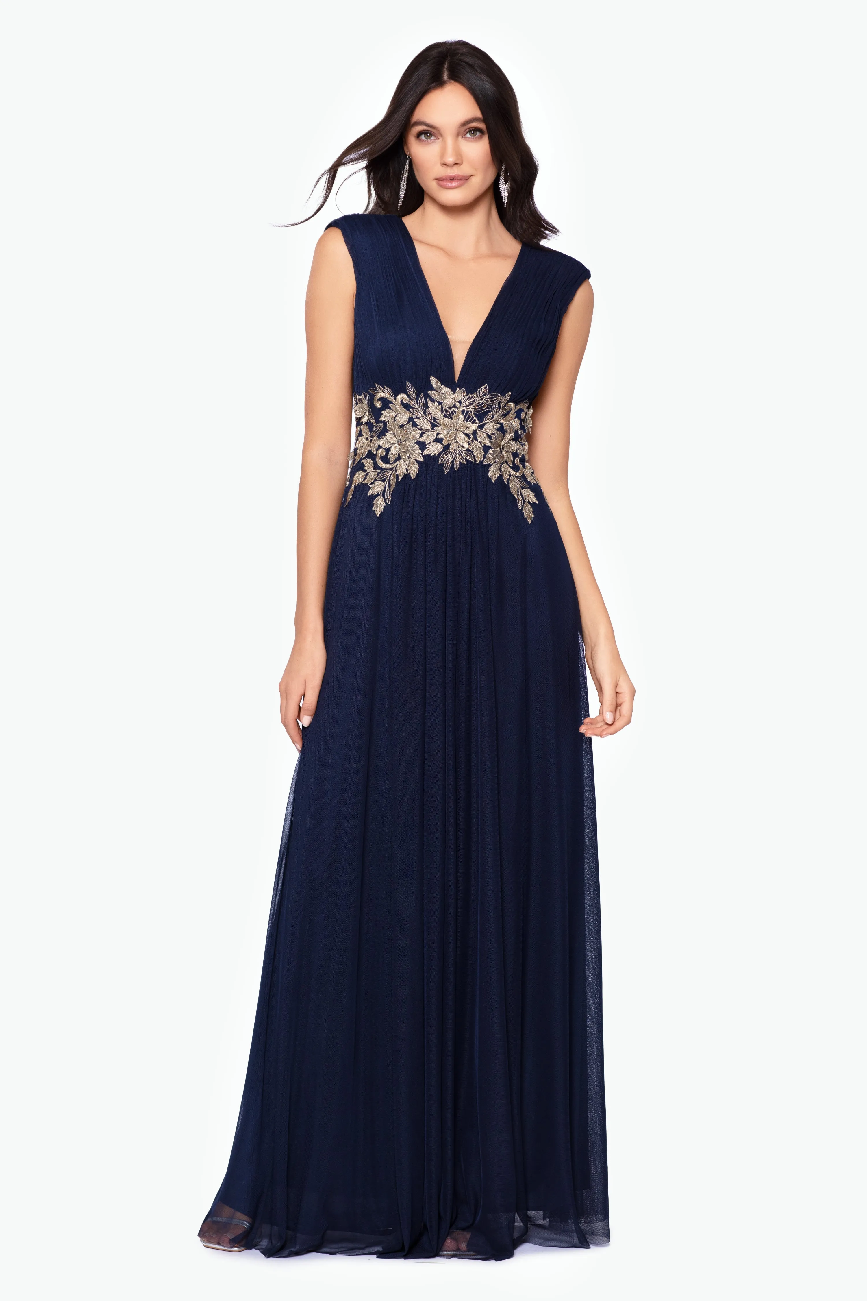 "Casey" Long Chiffon V-Neck Dress sold by Betsy & Adam