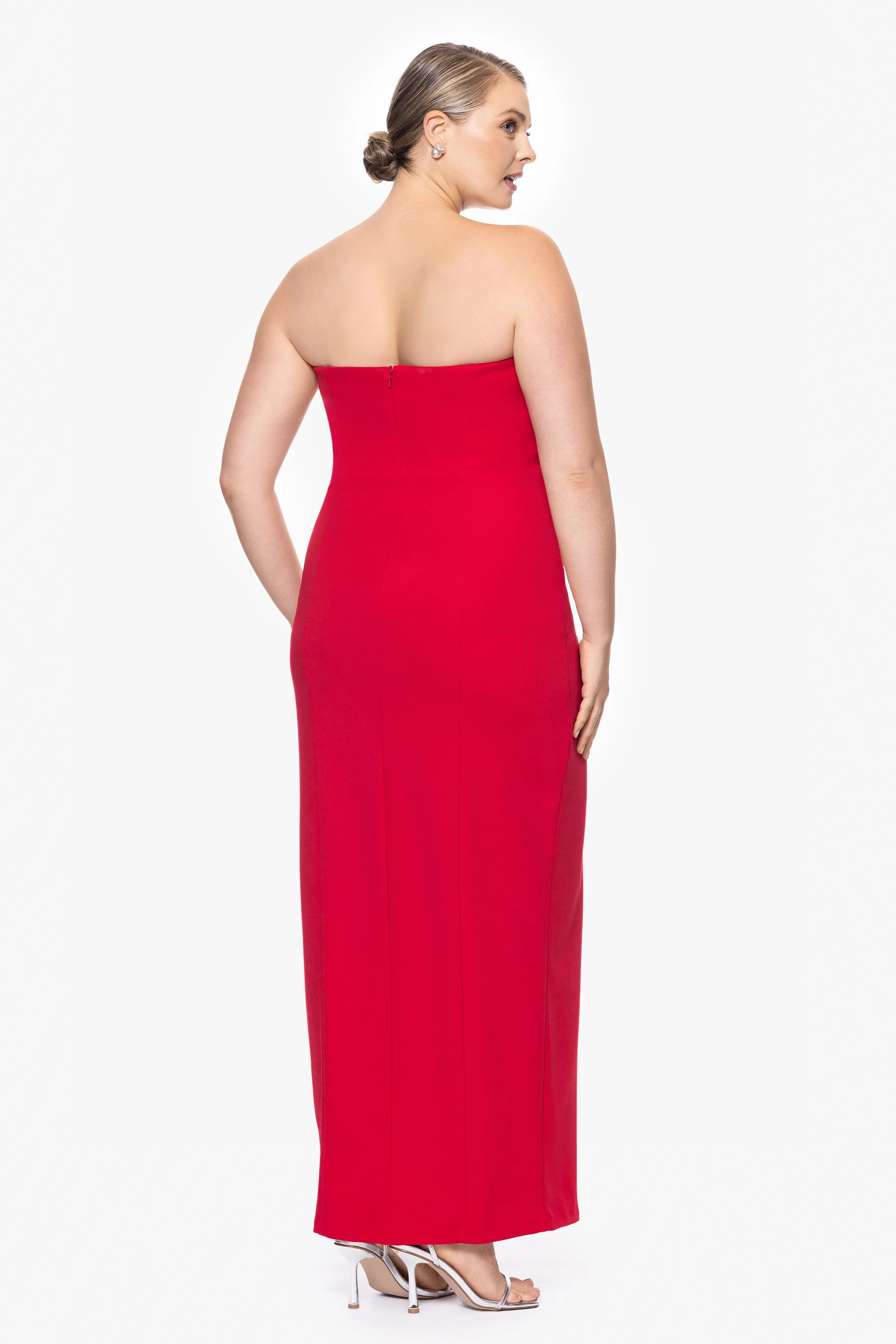 Plus "Violette" Long Strapless V Neck Tuxedo Dress sold by Betsy & Adam product image thumbnail 5