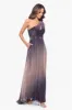 "Nicoletta" Long Ombre Crinkle Metallic One Shoulder Dress sold by Betsy & Adam