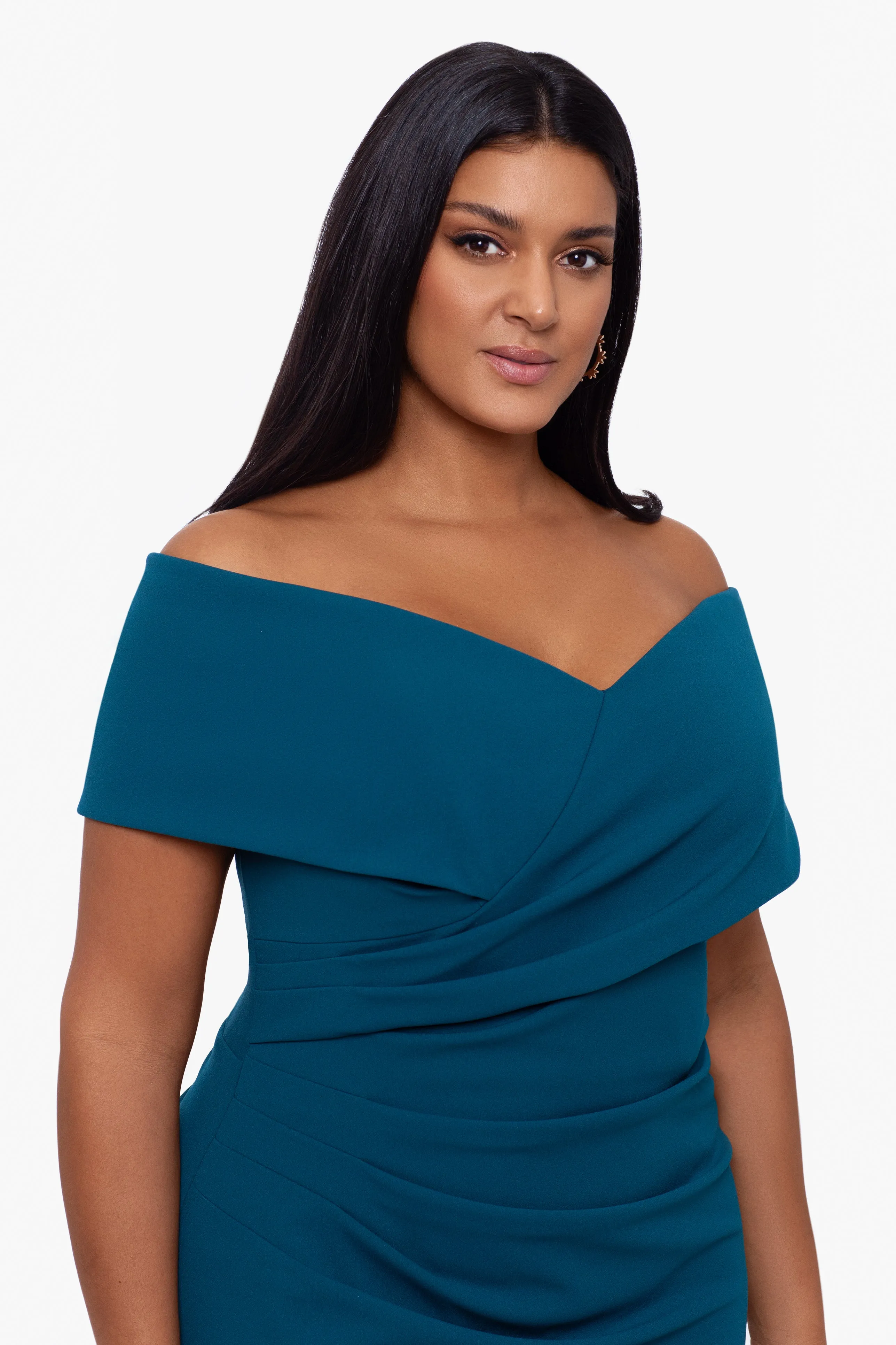 Plus "Tanya" Long Off the Shoulder Gown sold by Betsy & Adam product image thumbnail 3