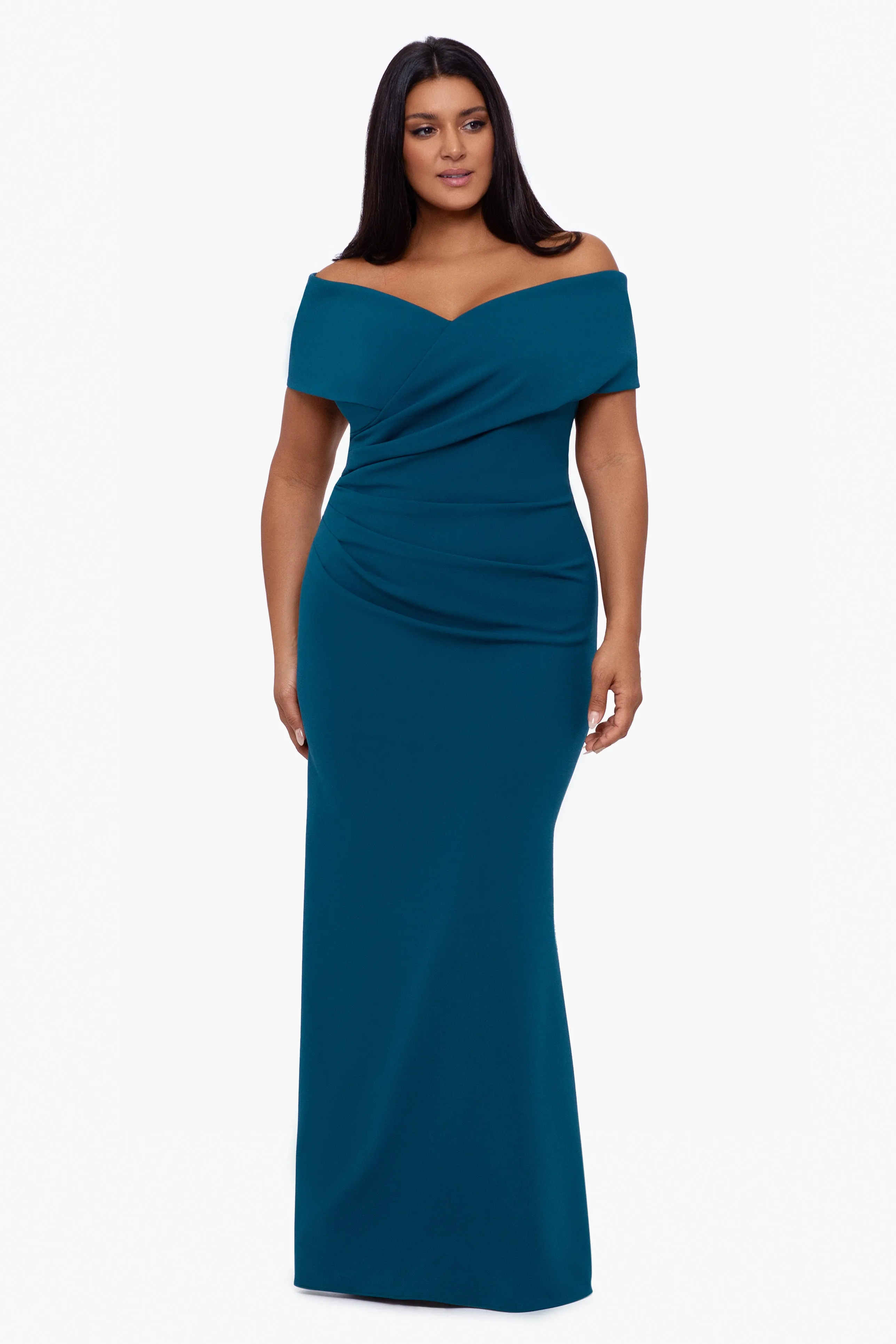 Plus "Tanya" Long Off the Shoulder Gown sold by Betsy & Adam