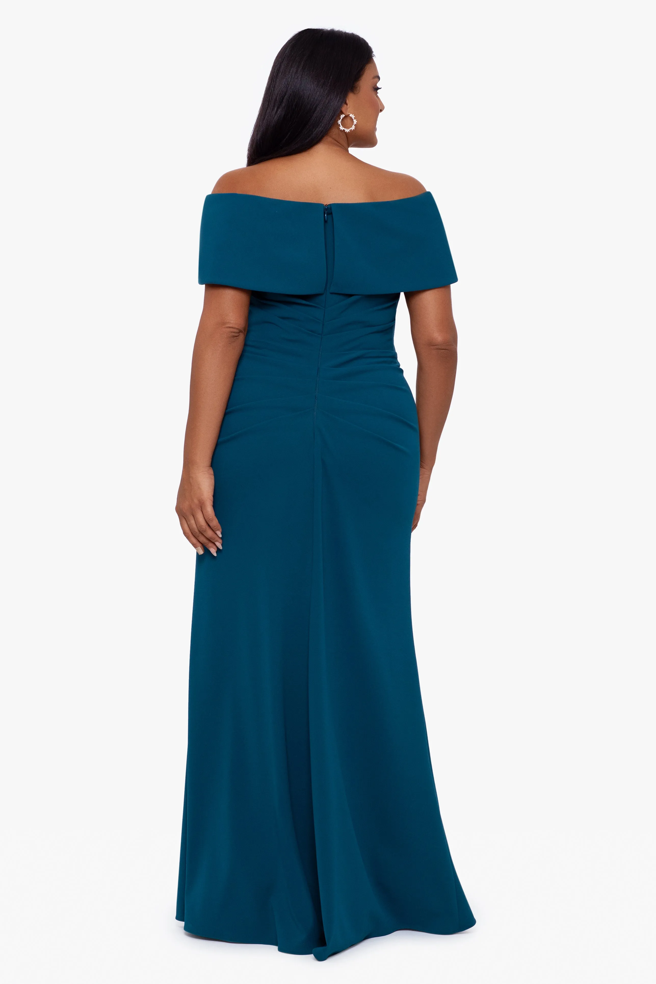 Plus "Tanya" Long Off the Shoulder Gown sold by Betsy & Adam product image thumbnail 2