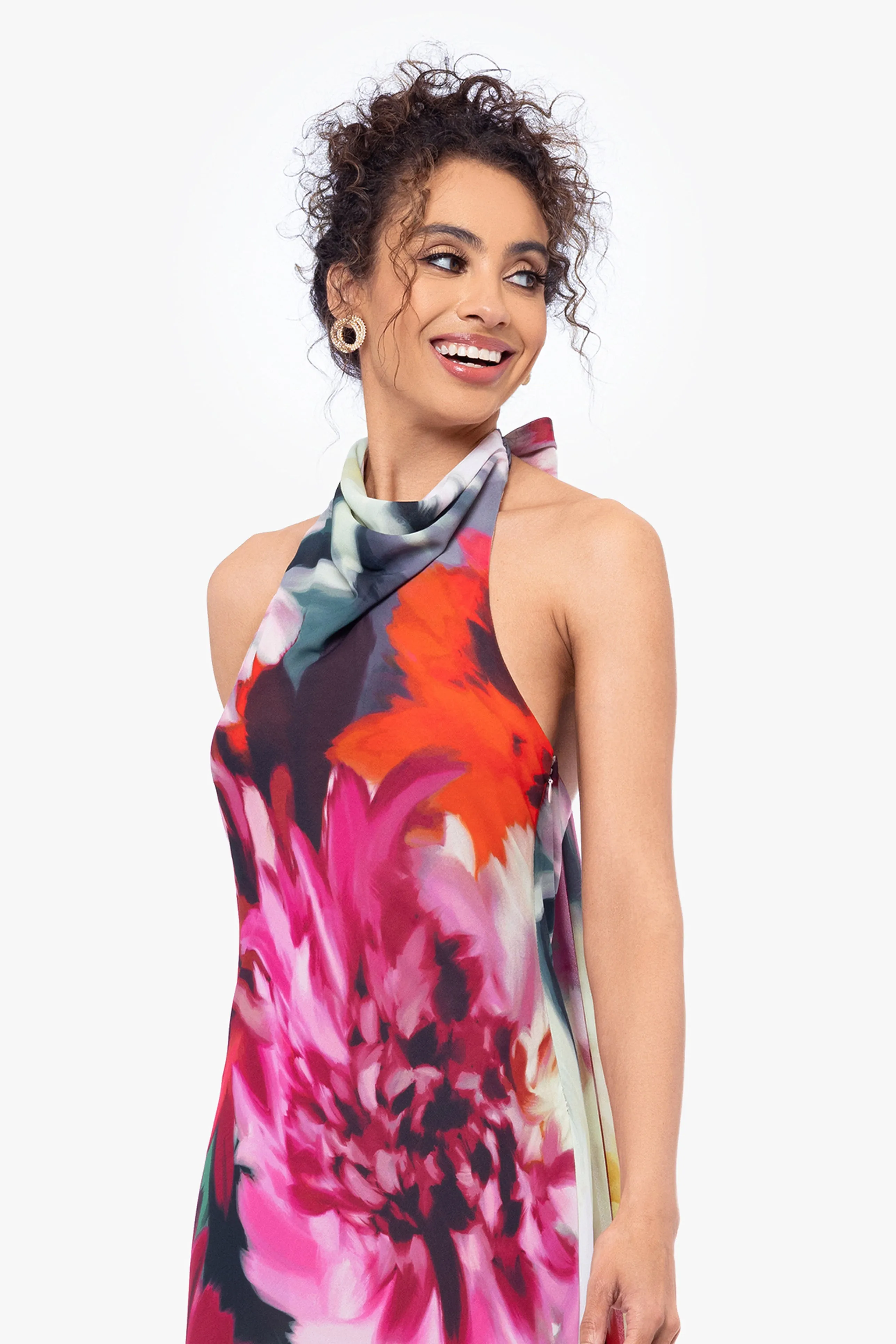 "Olivia" High Neck Chiffon Print Gown sold by Betsy & Adam product image thumbnail 4
