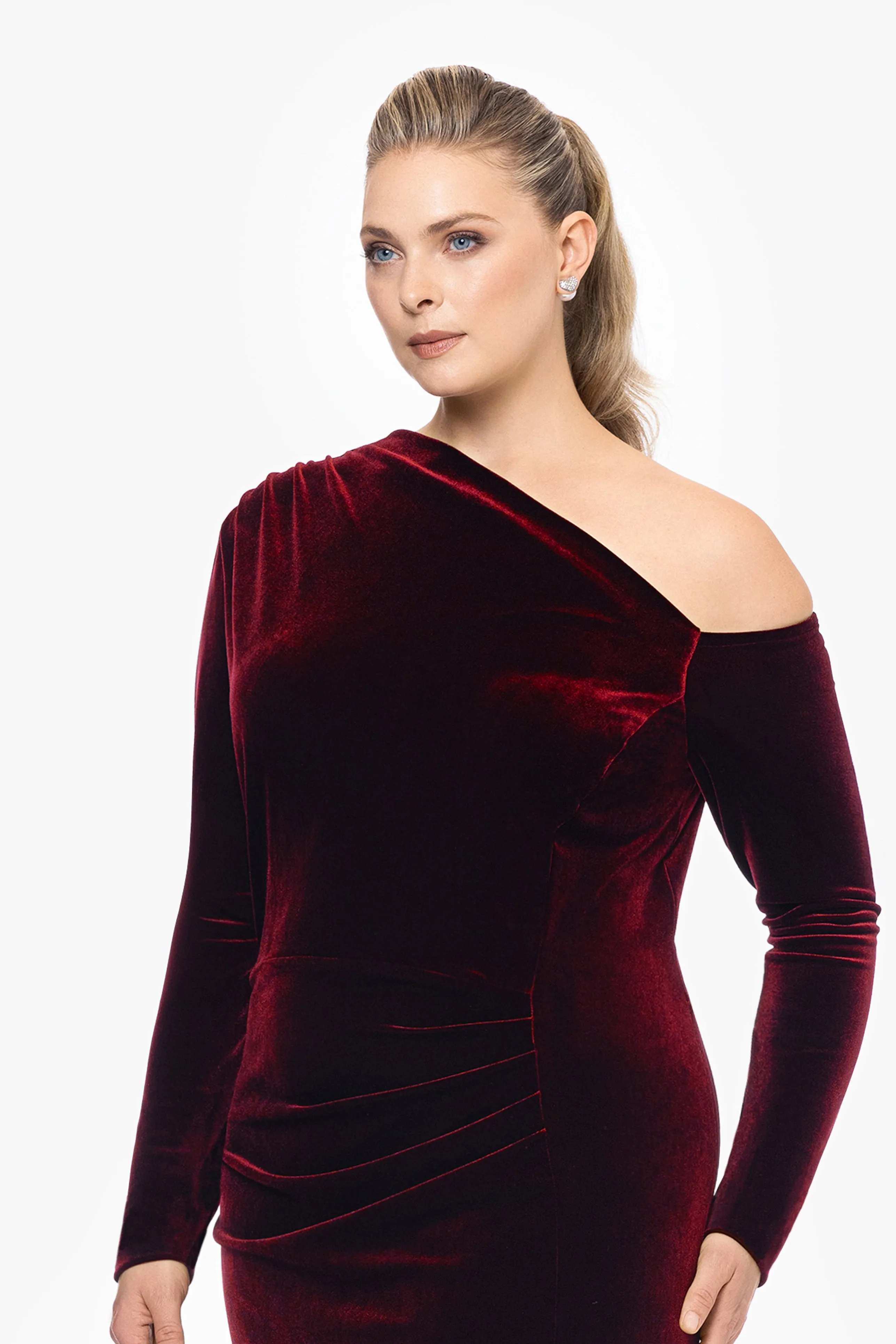 Plus "Annette" Long Velvet Drop Shoulder Long Sleeve Dress sold by Betsy & Adam product image thumbnail 4