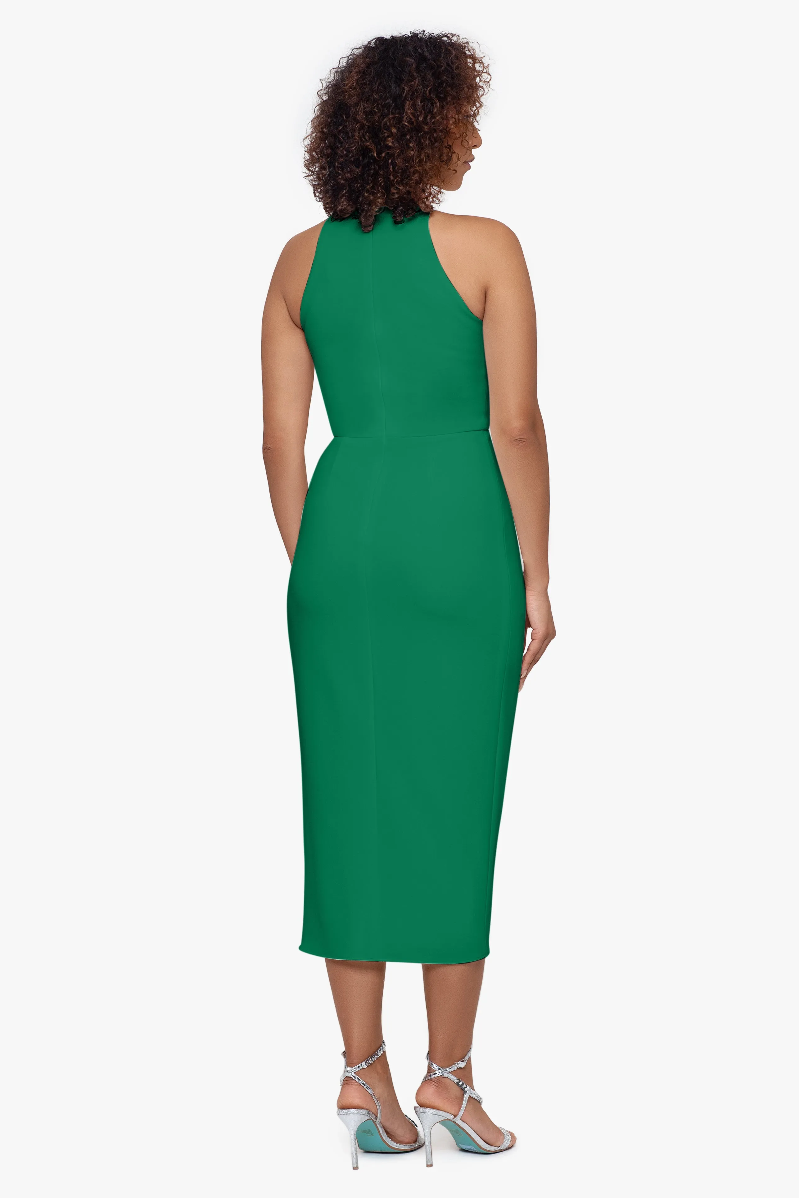 "Deborah" Midi Halter Scuba Crepe Sarong Dress sold by Betsy & Adam product image thumbnail 2
