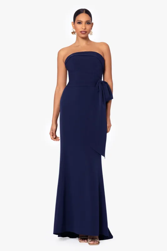 "Kayden" Long Scuba Strapless Bow Dress made by Betsy & Adam