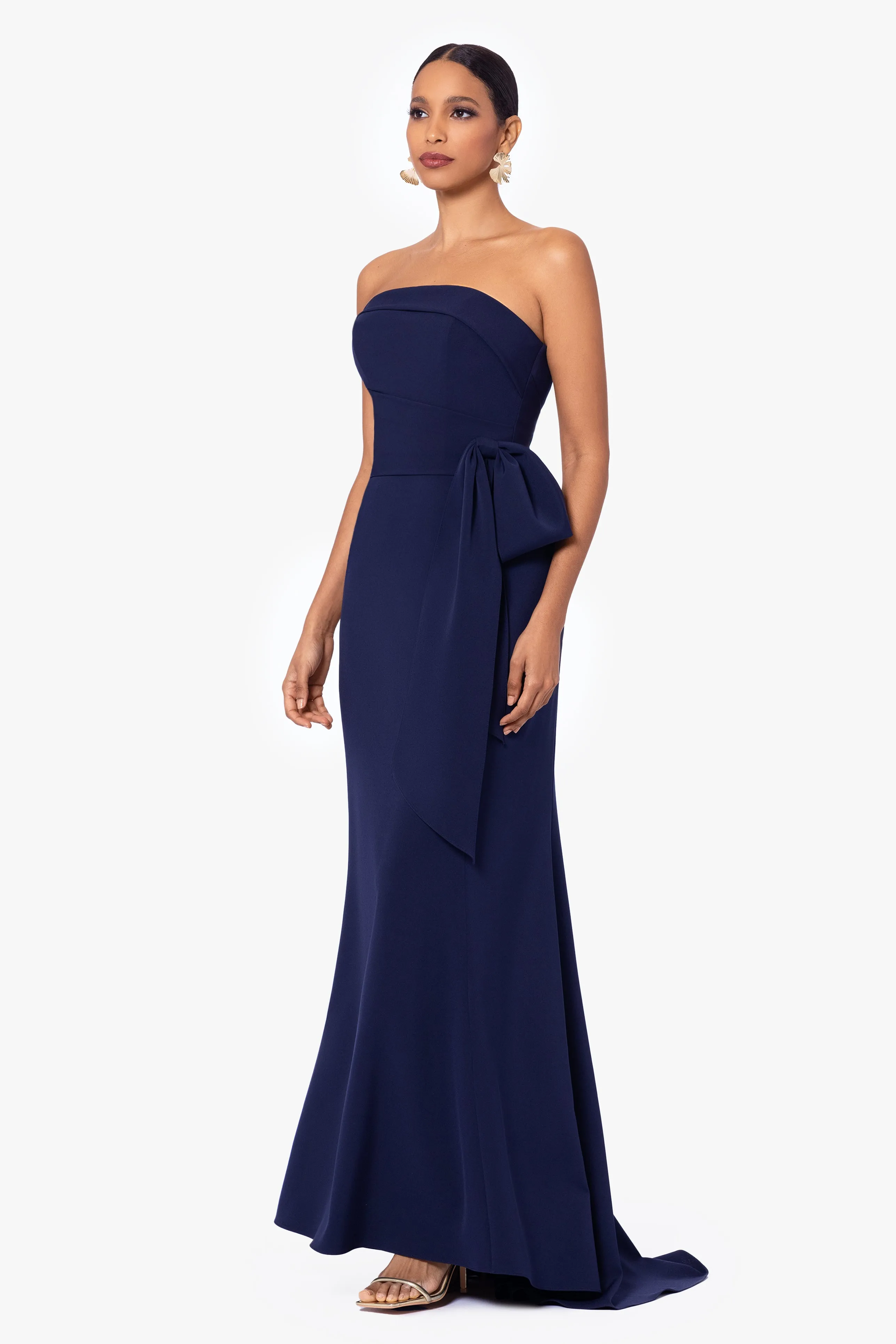 "Kayden" Long Scuba Strapless Bow Dress sold by Betsy & Adam product image thumbnail 3