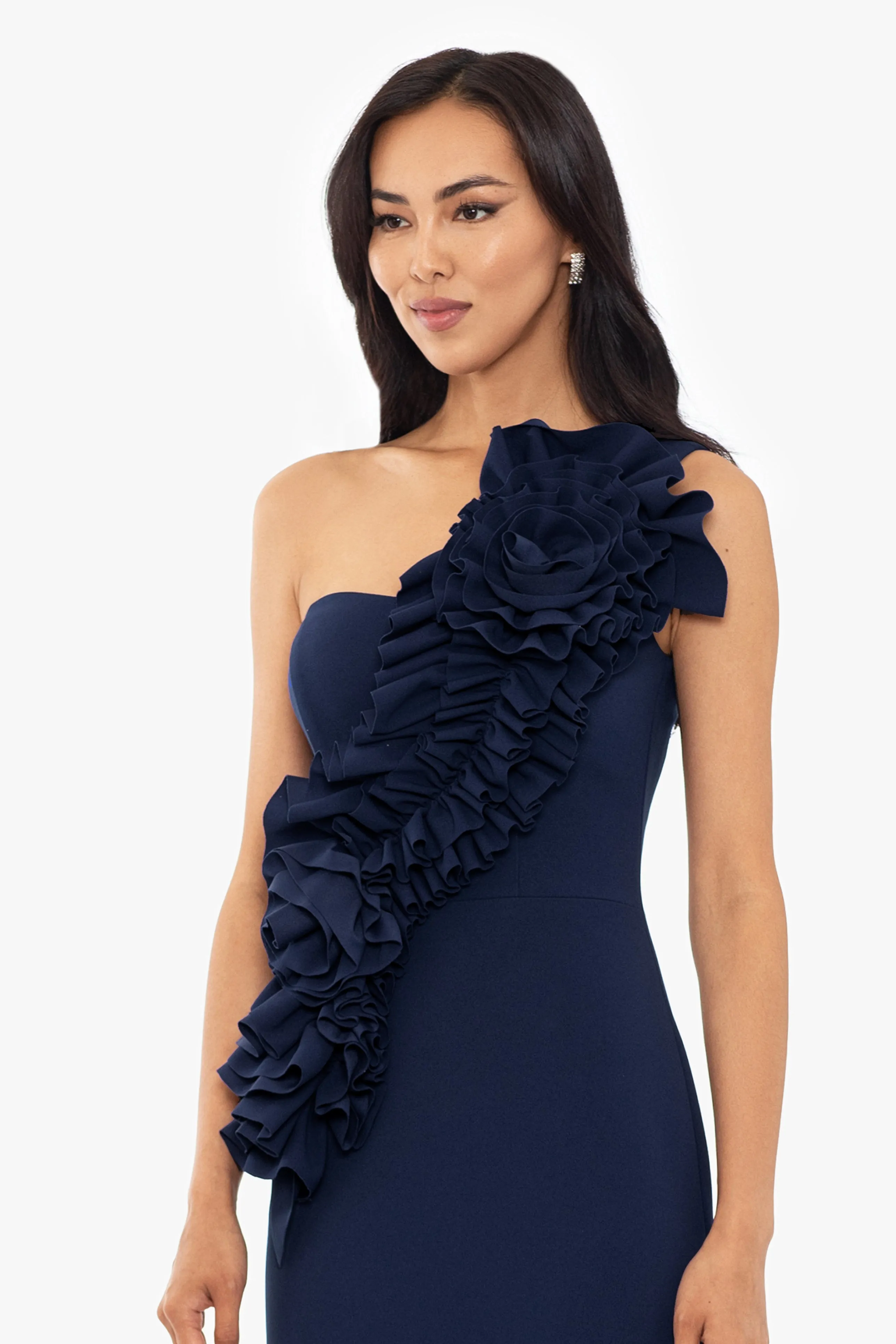 "Gianina" Long Scuba Crepe 3D Flower Dress sold by Betsy & Adam product image thumbnail 4