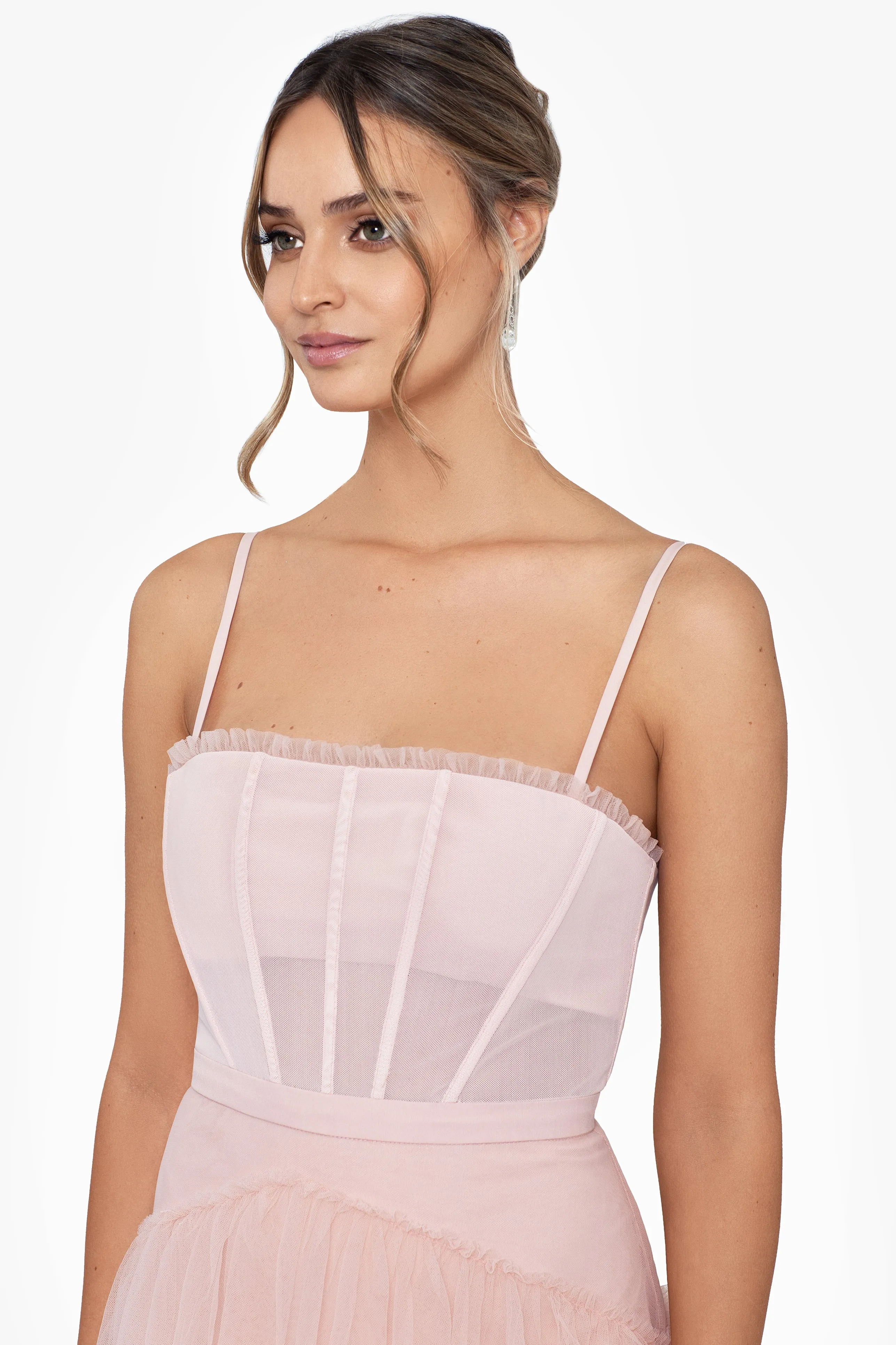 "Jasmine" Spaghetti Strap Mesh Corset Gown sold by Betsy & Adam product image thumbnail 4