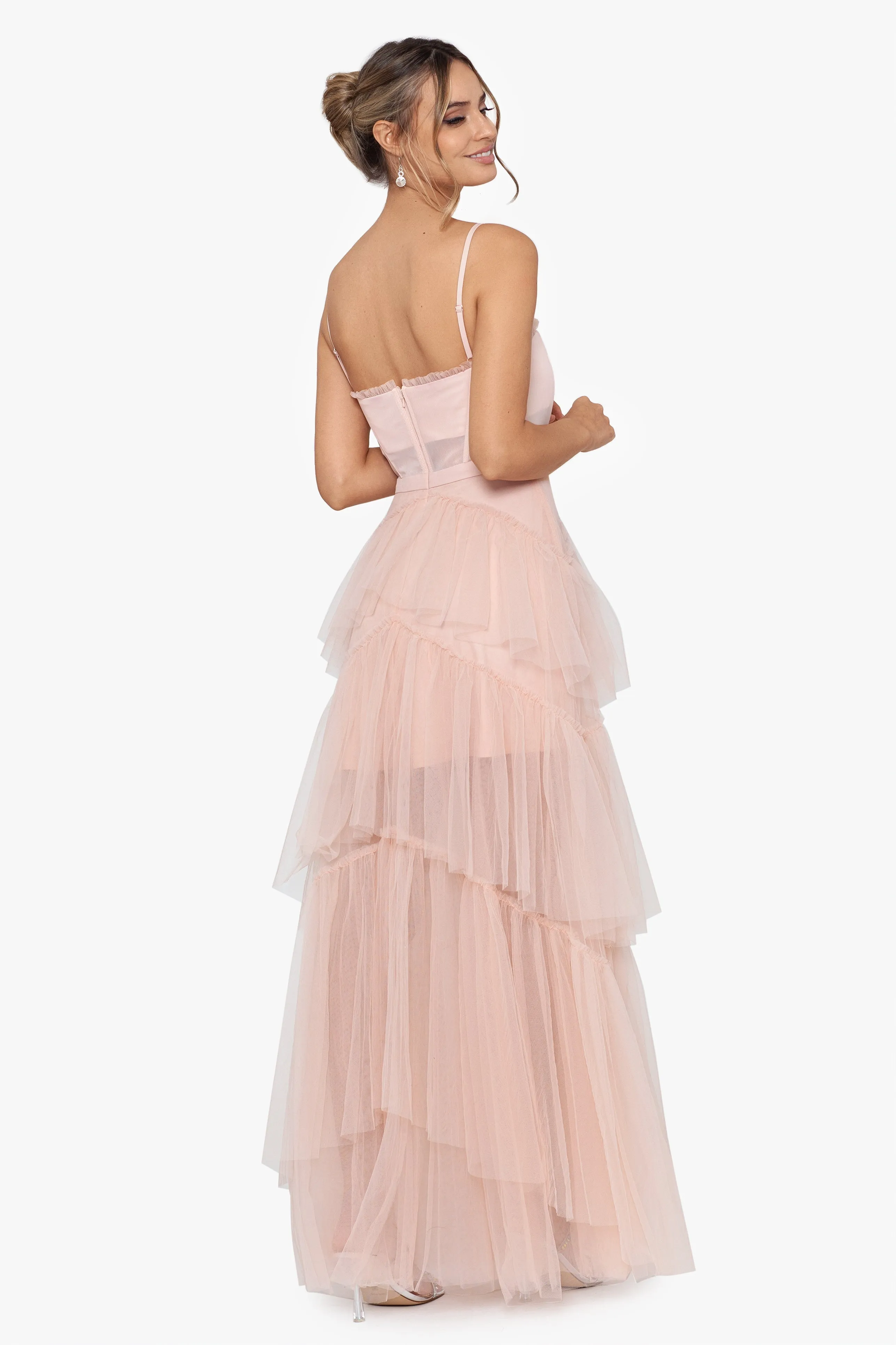 "Jasmine" Spaghetti Strap Mesh Corset Gown sold by Betsy & Adam product image thumbnail 2