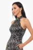 "Vilma" Long Foil Print Halter Neck Dress sold by Betsy & Adam